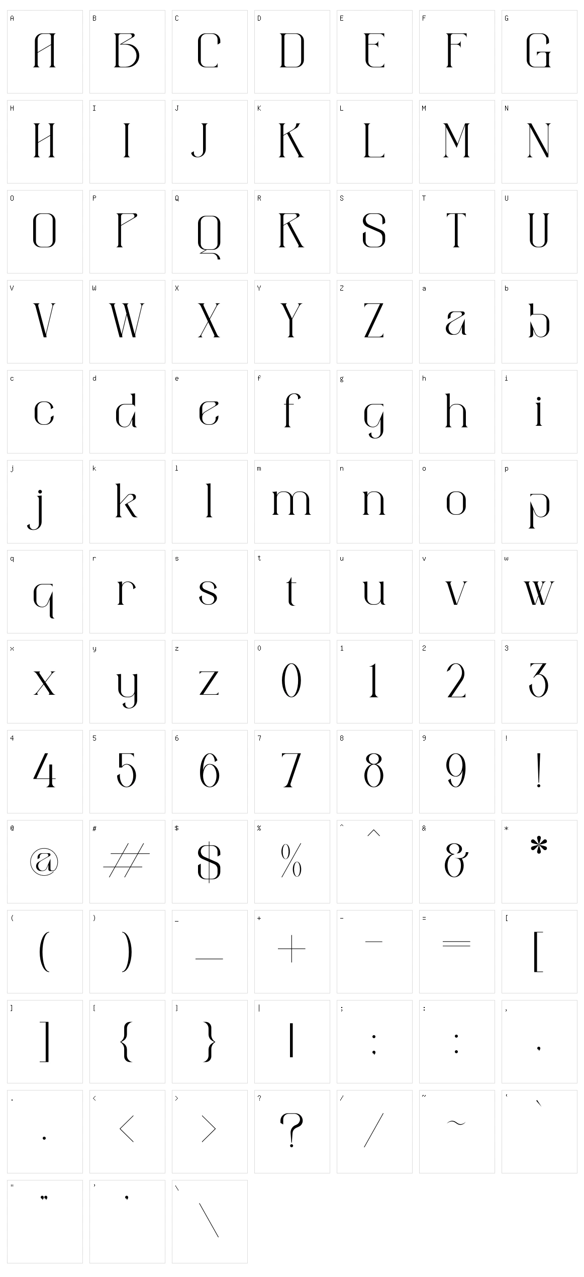 Aimstesa Character Set