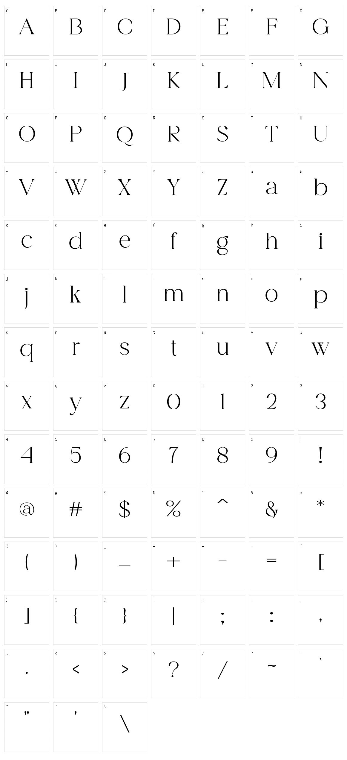 Andreas Character Set