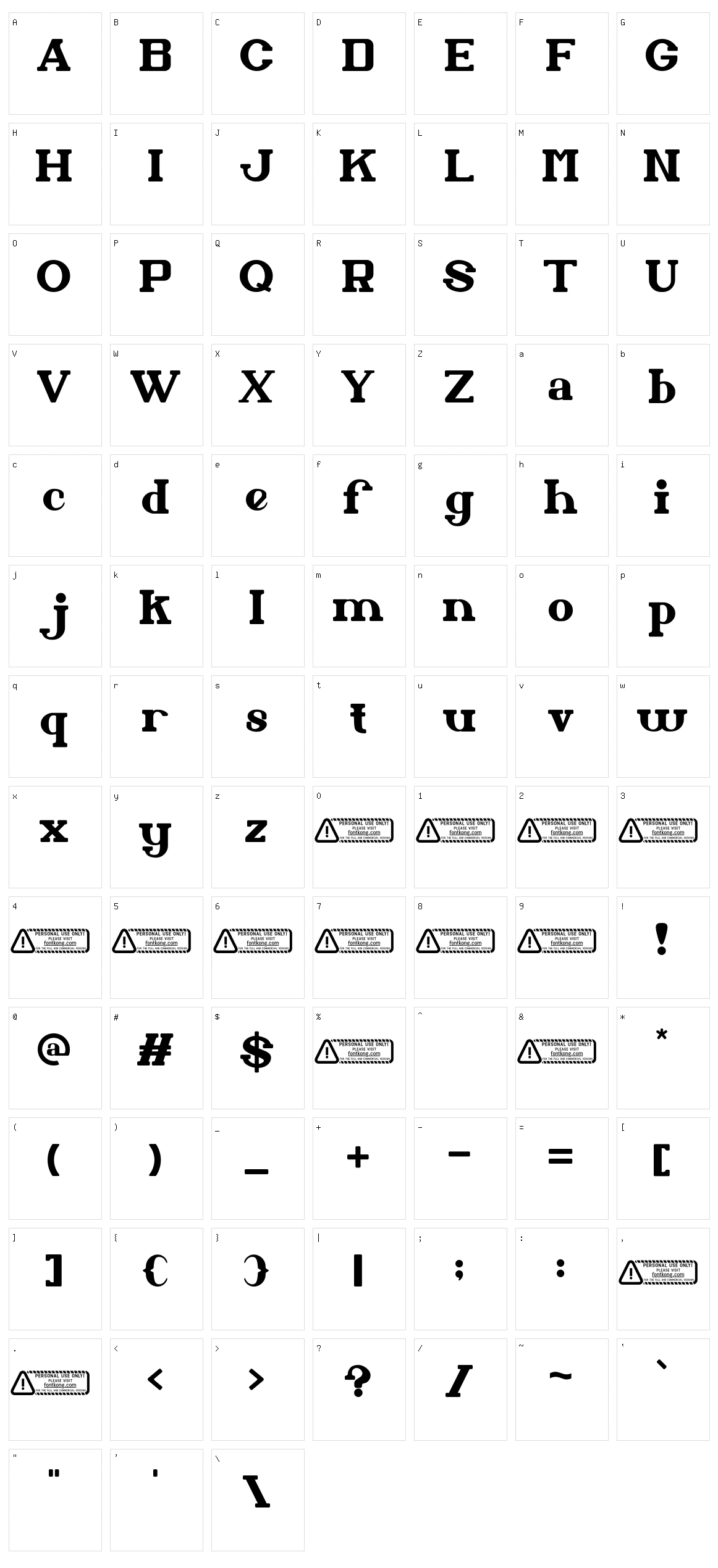 Arabella Character Set