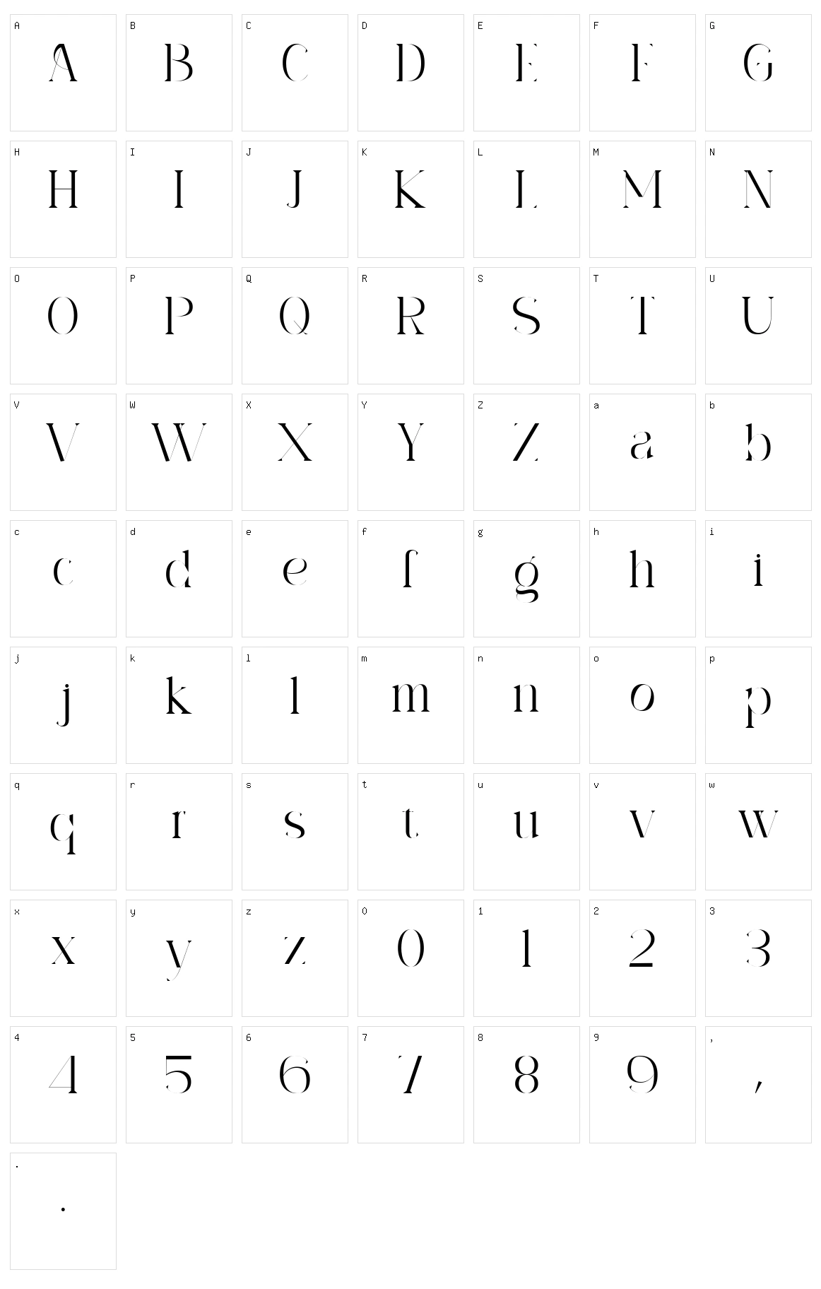 Archare Character Set