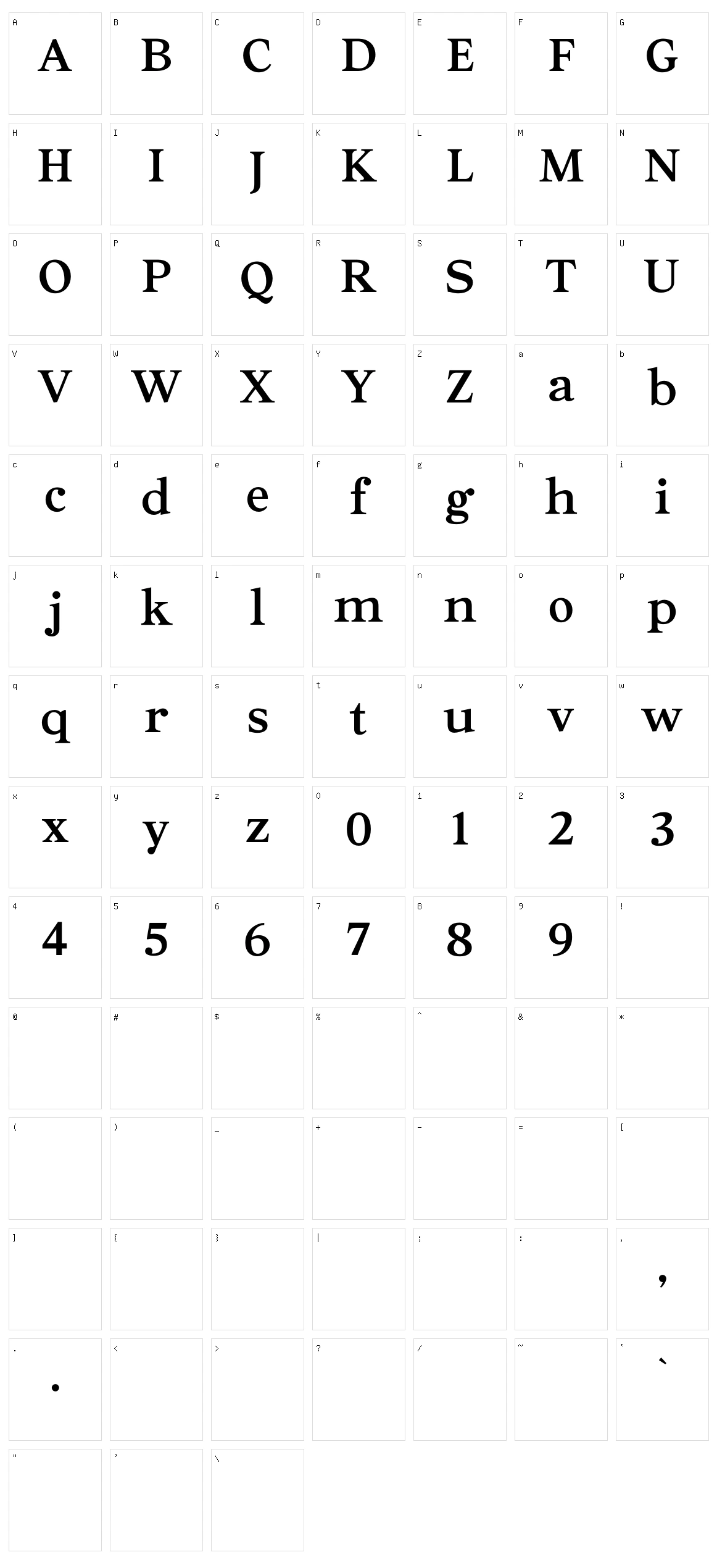 Ascendant Serif Character Set