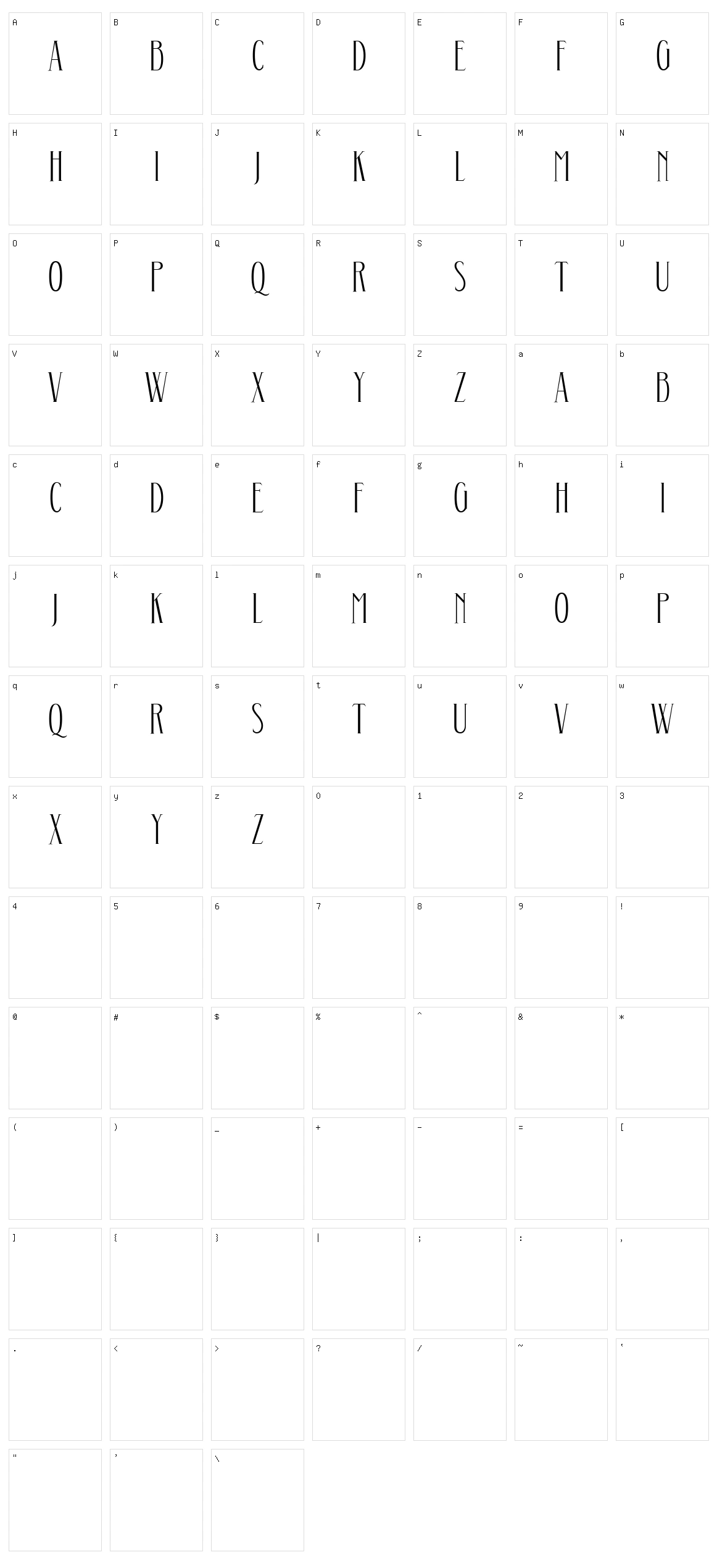 Aunofa Serif Character Set
