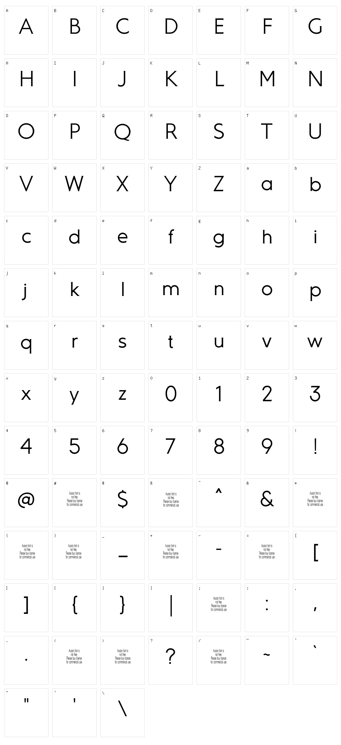 Ausion Character Set