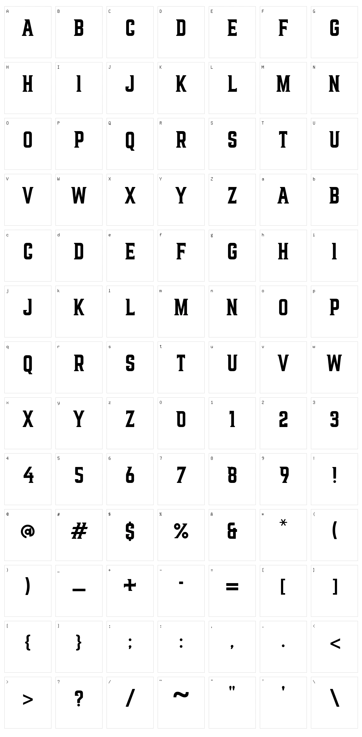 Averil Character Set