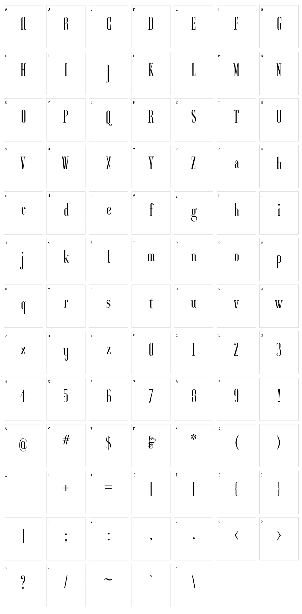Ayres Character Set