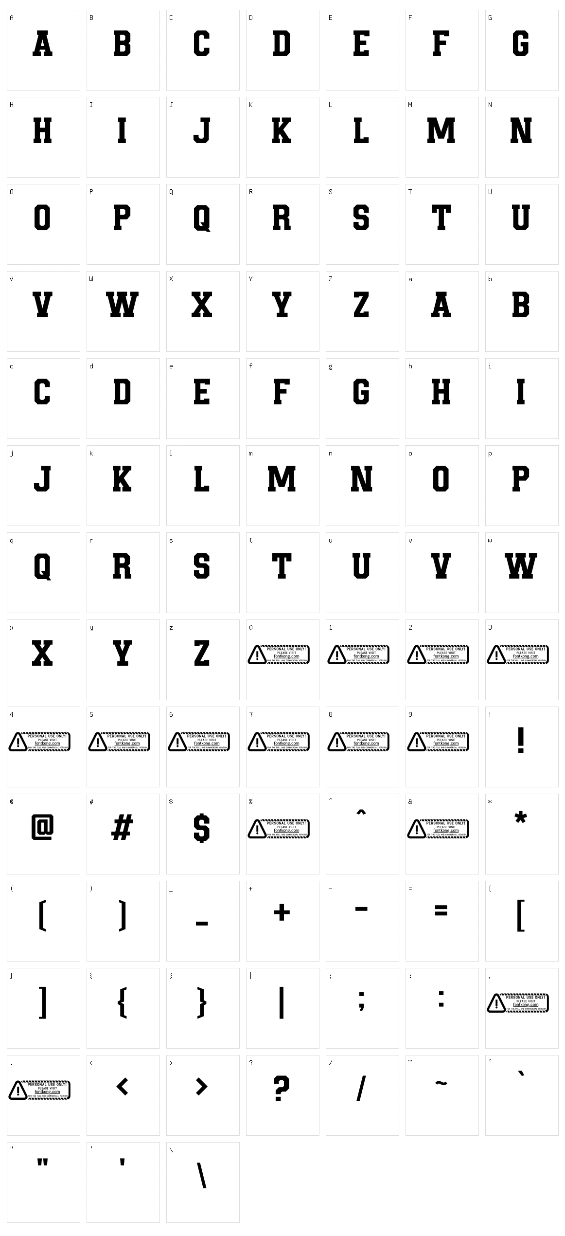 Backed Character Set