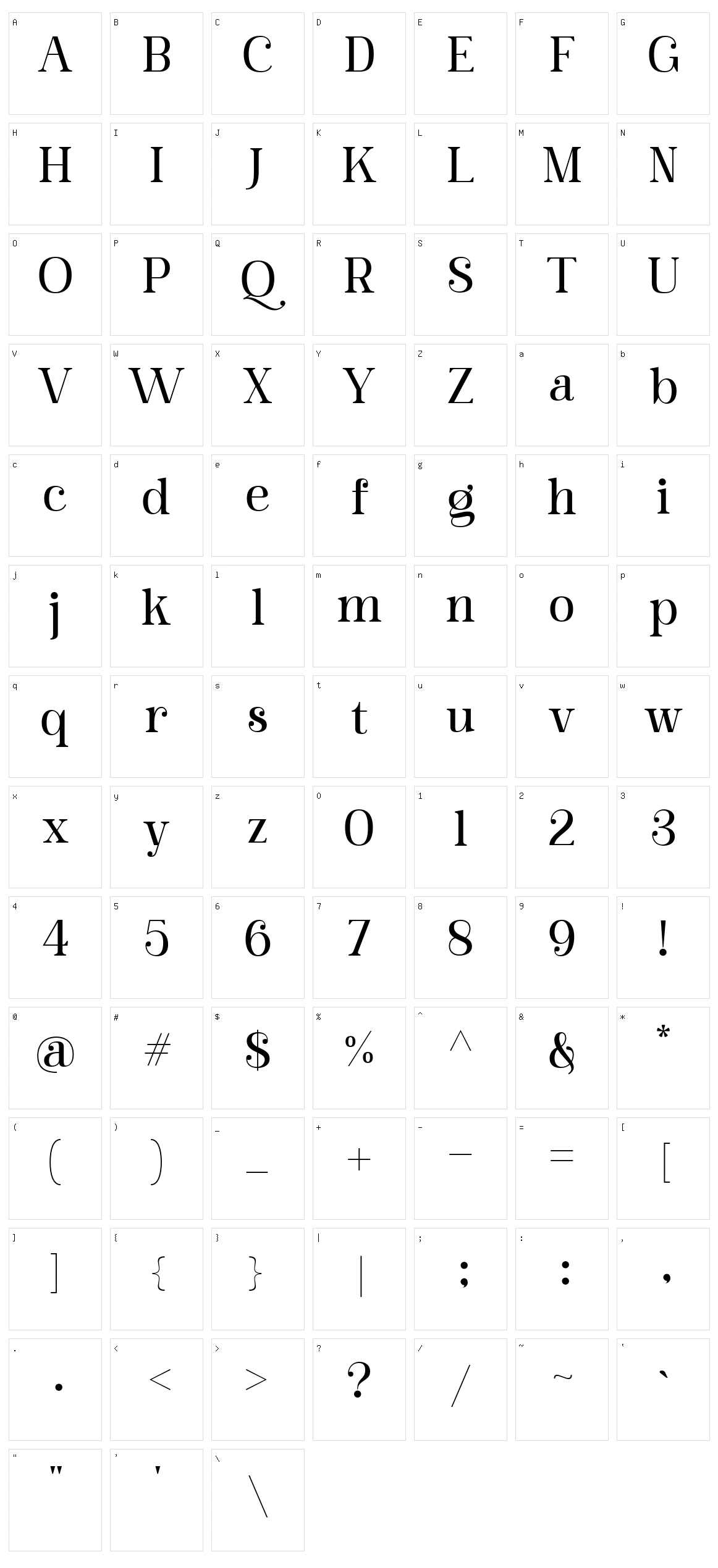 Barfiola Character Set