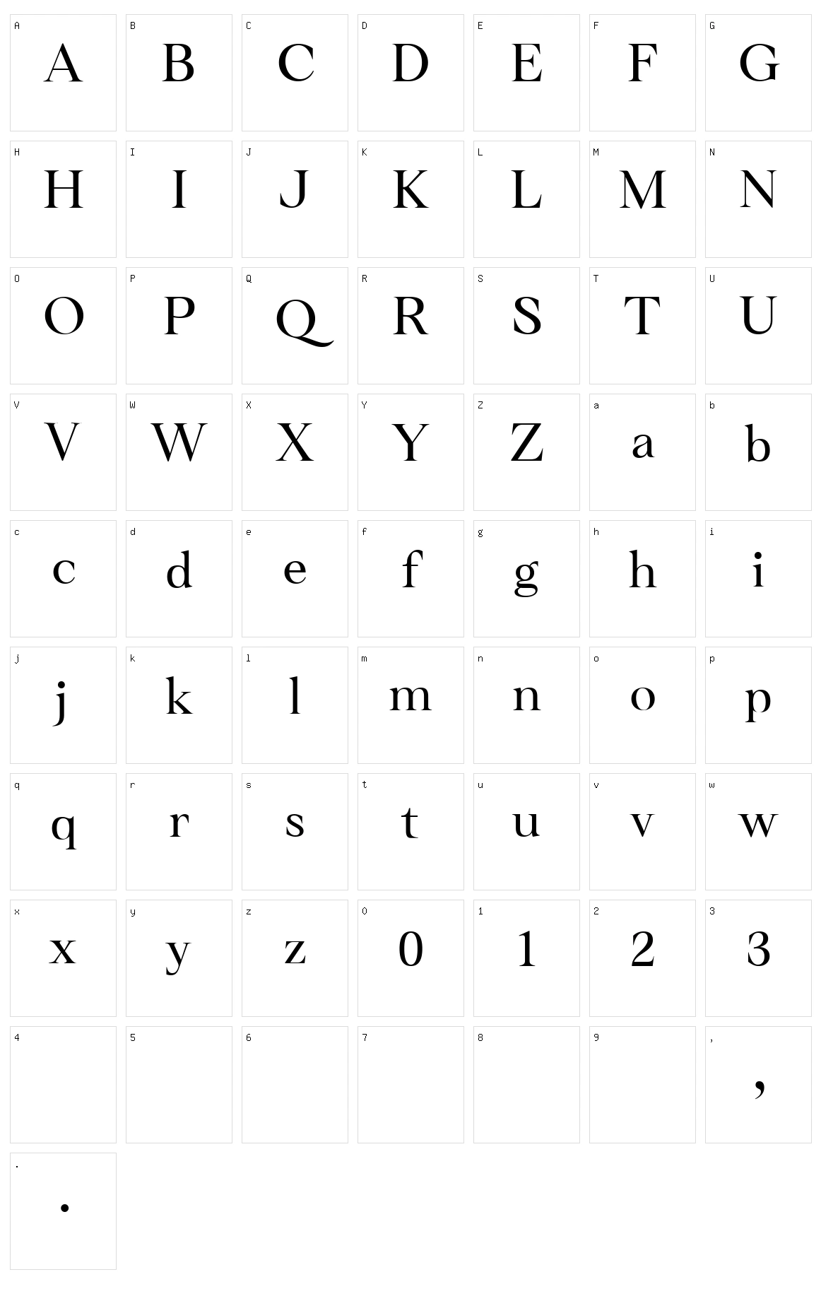 Barokah Serif Character Set