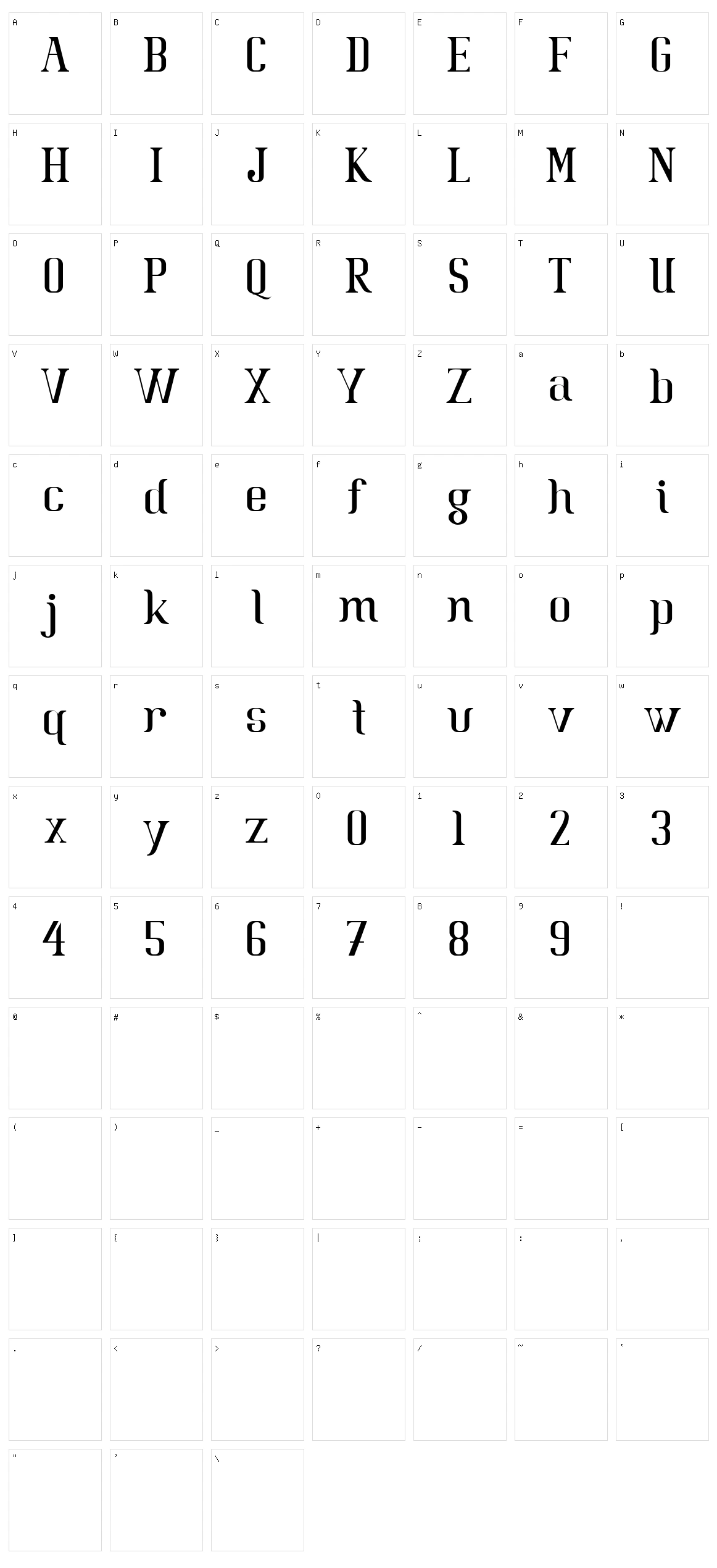 Batavia Glamore Character Set