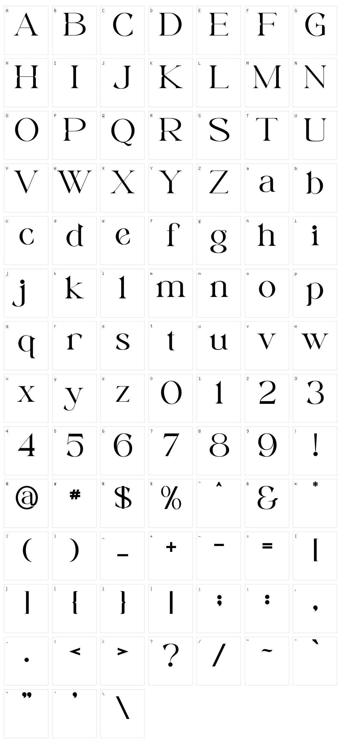 Bavicka Character Set