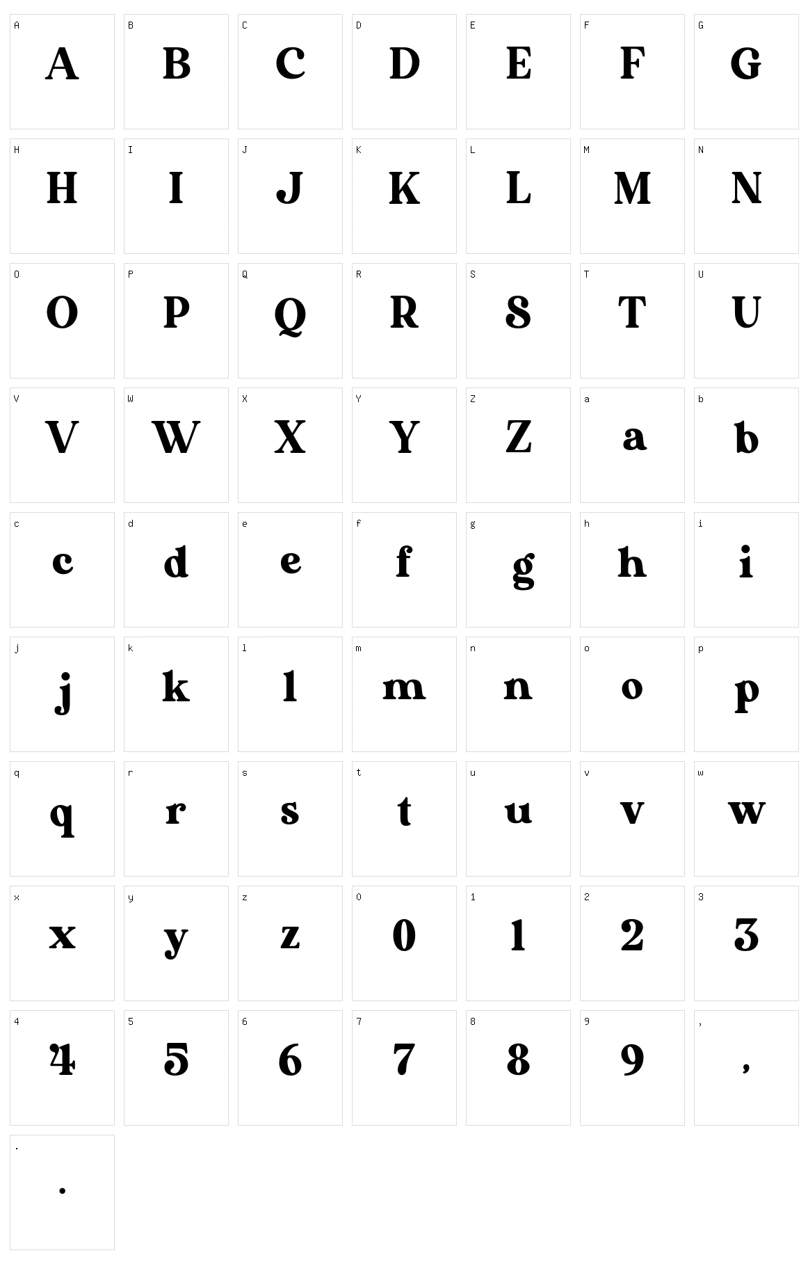 Bavistage Character Set