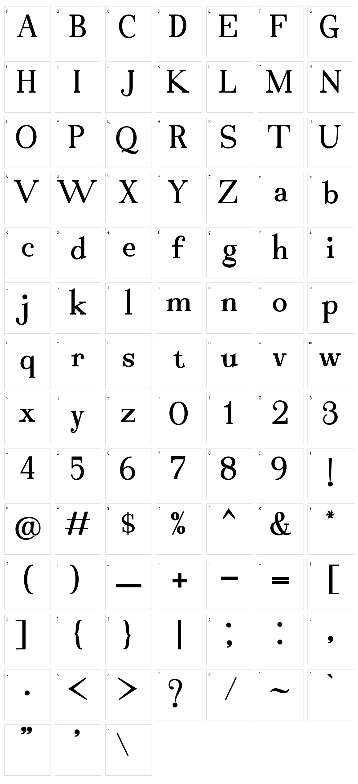 Bekinder Character Set