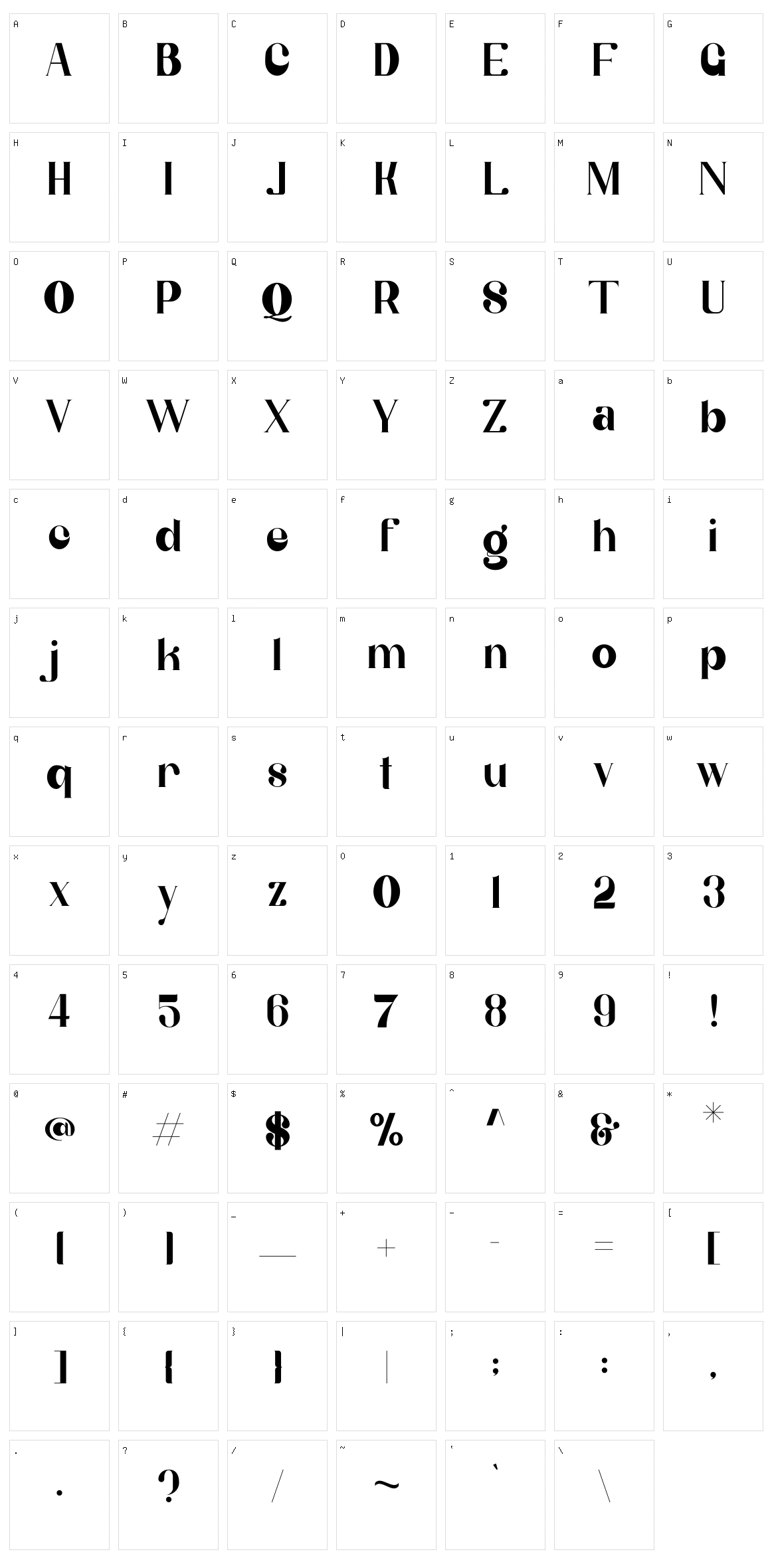 Belgia Character Set