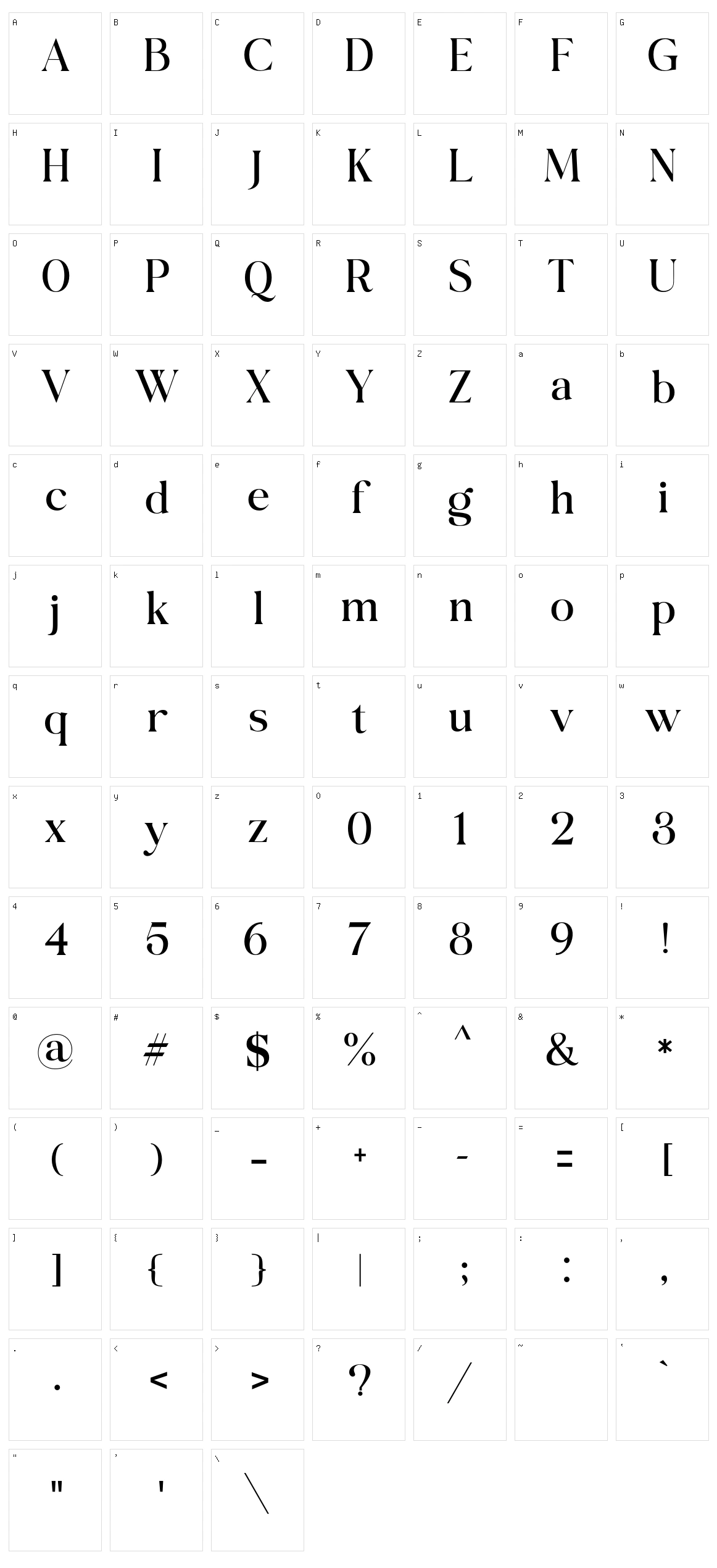 Belgiano Serif Character Set