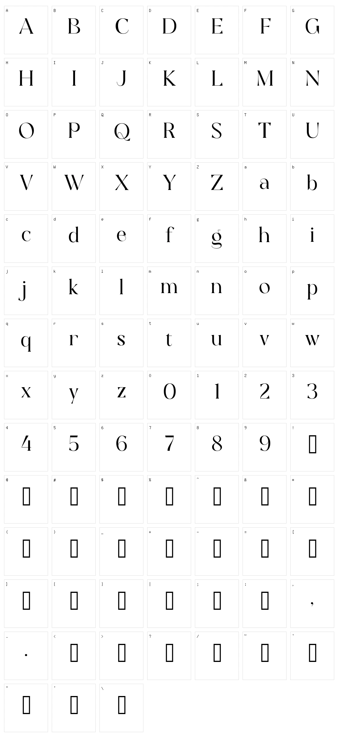 Belgietta Character Set