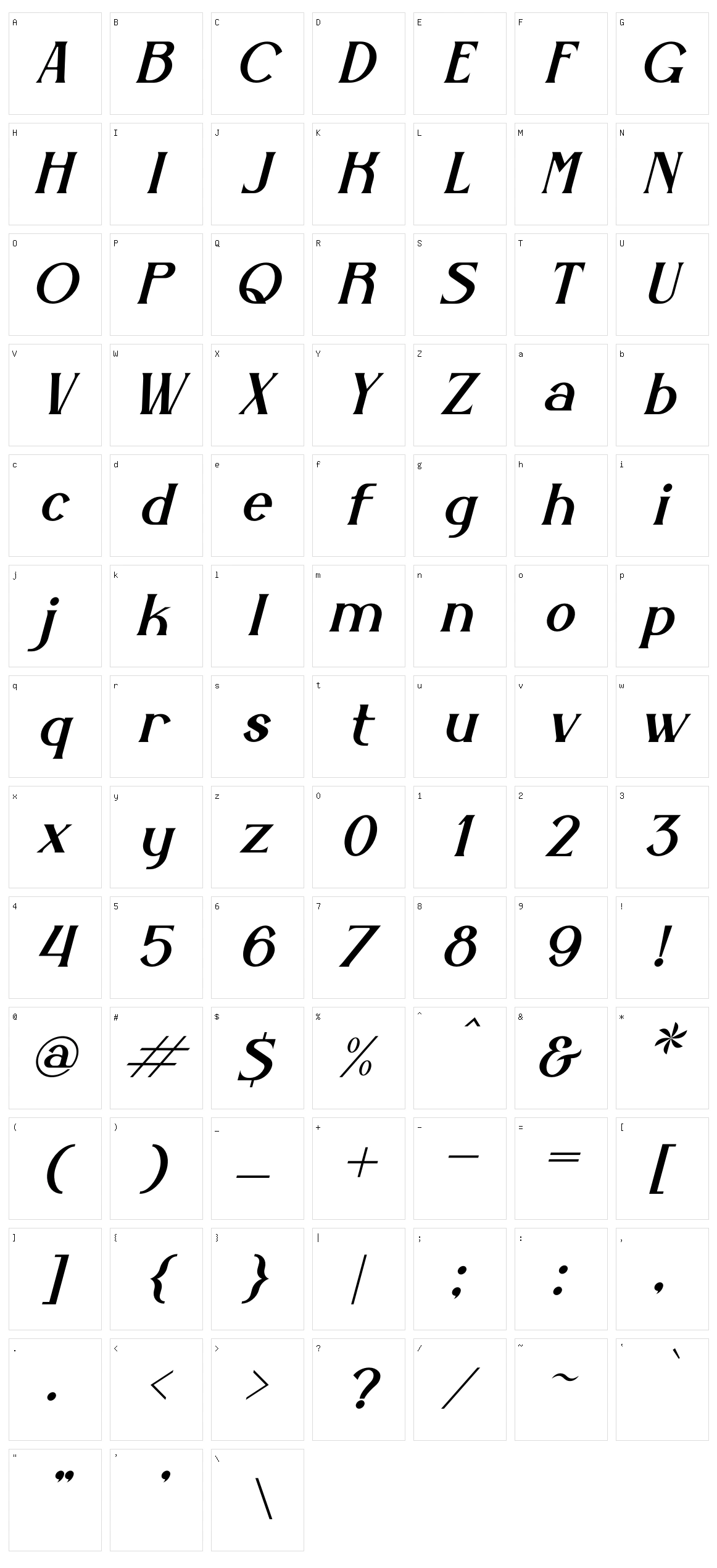 Belisha Character Set