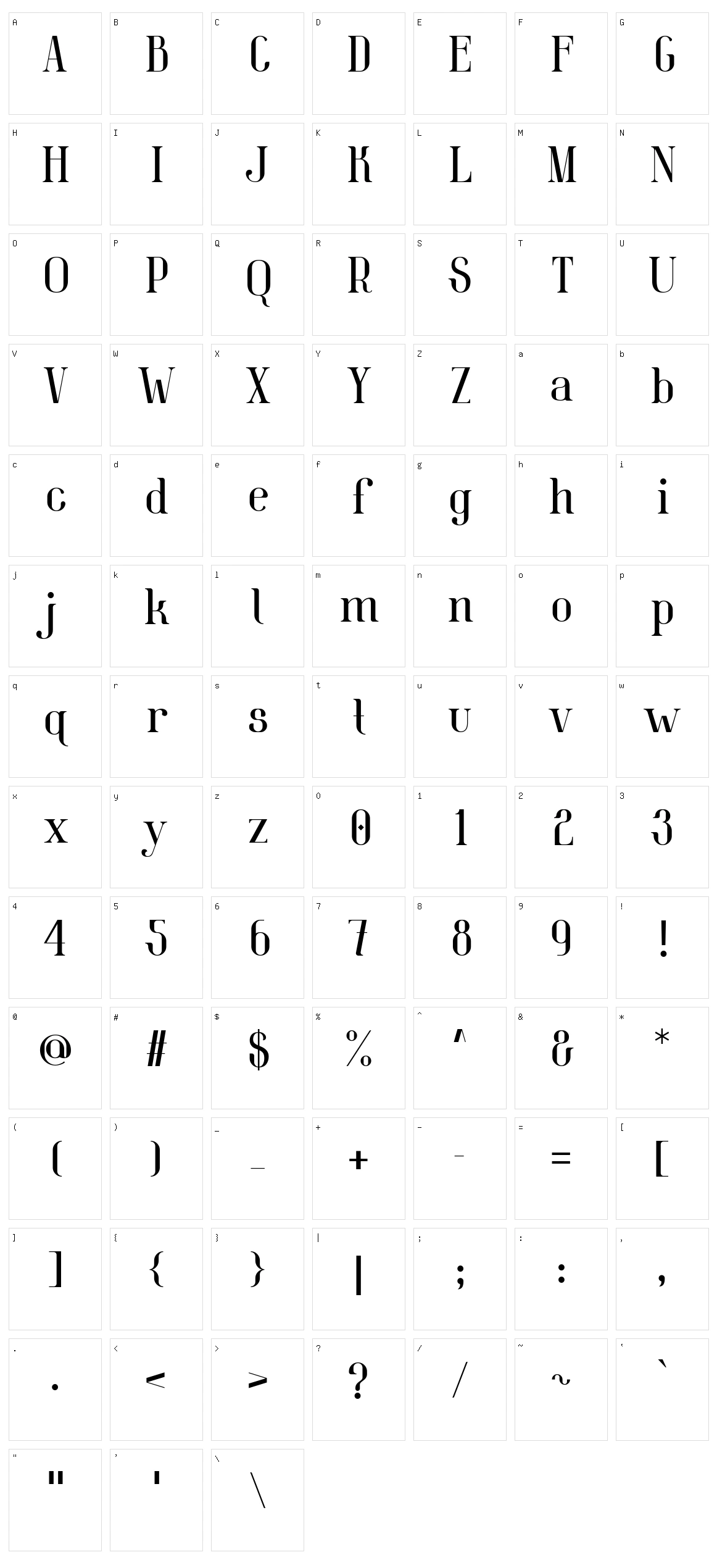 Belleview Character Set