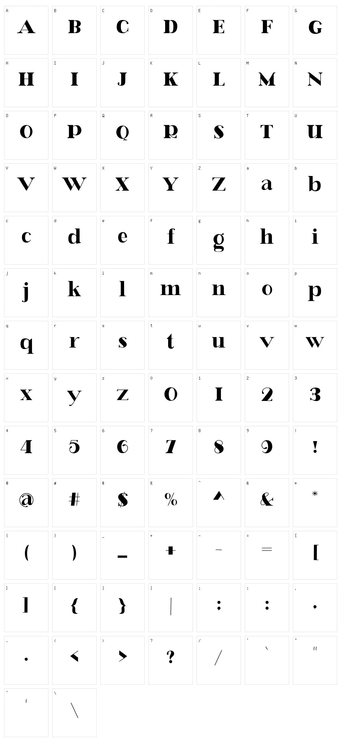 Bellmoco Handcola Character Set