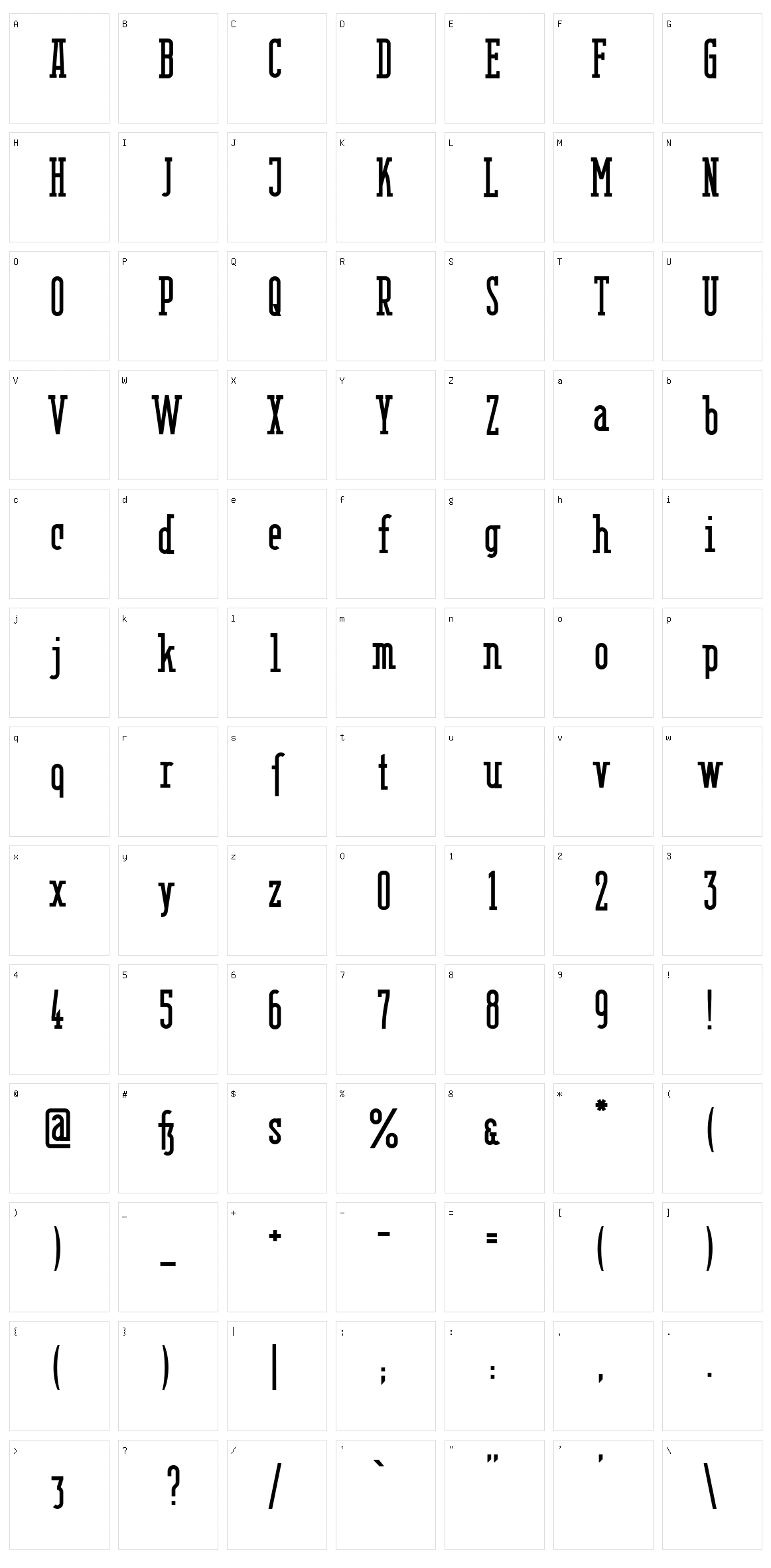 Berlin Email Serif Character Set