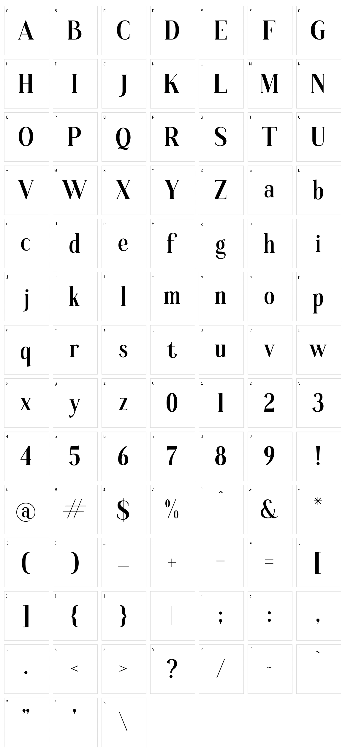 Bilment Character Set