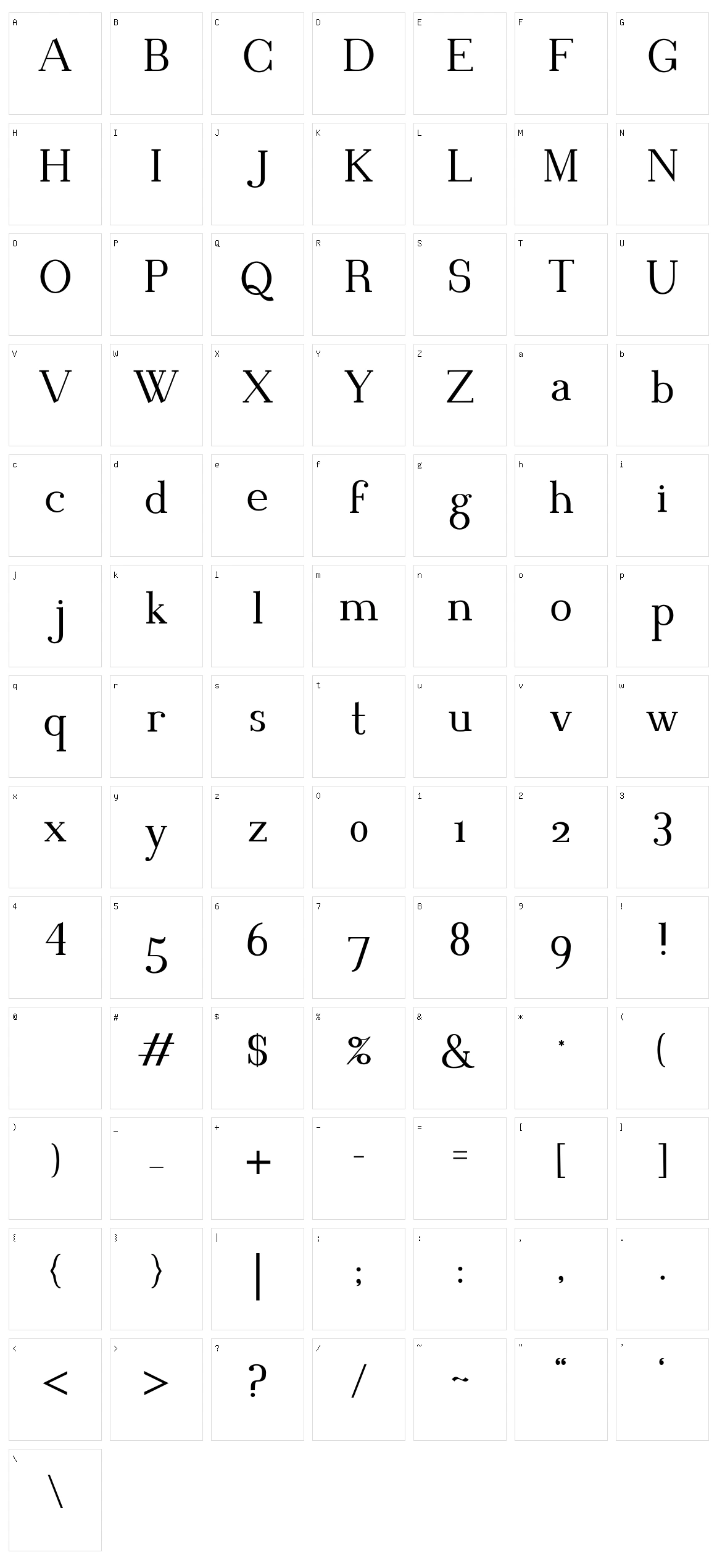 Blithedale Serif Character Set