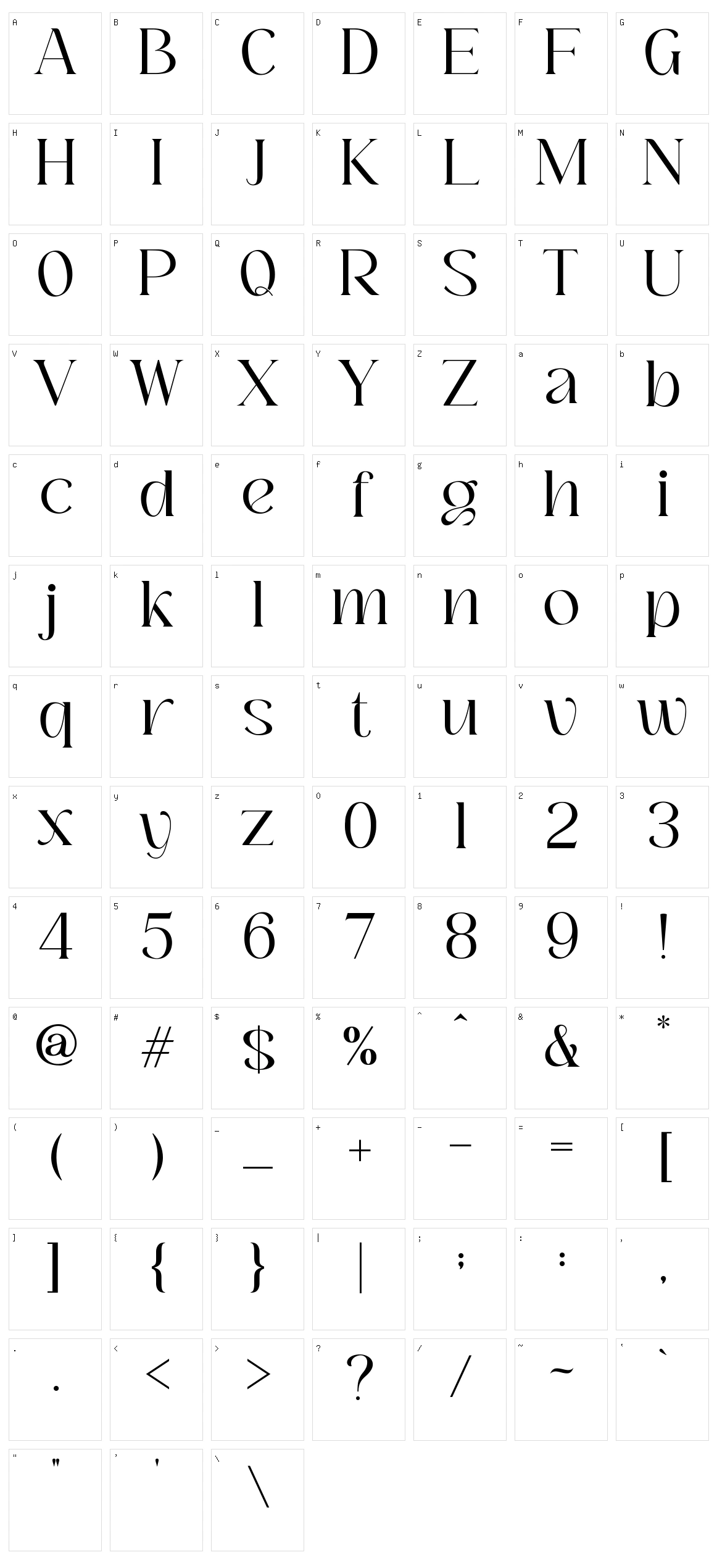 Bochan Serif Character Set