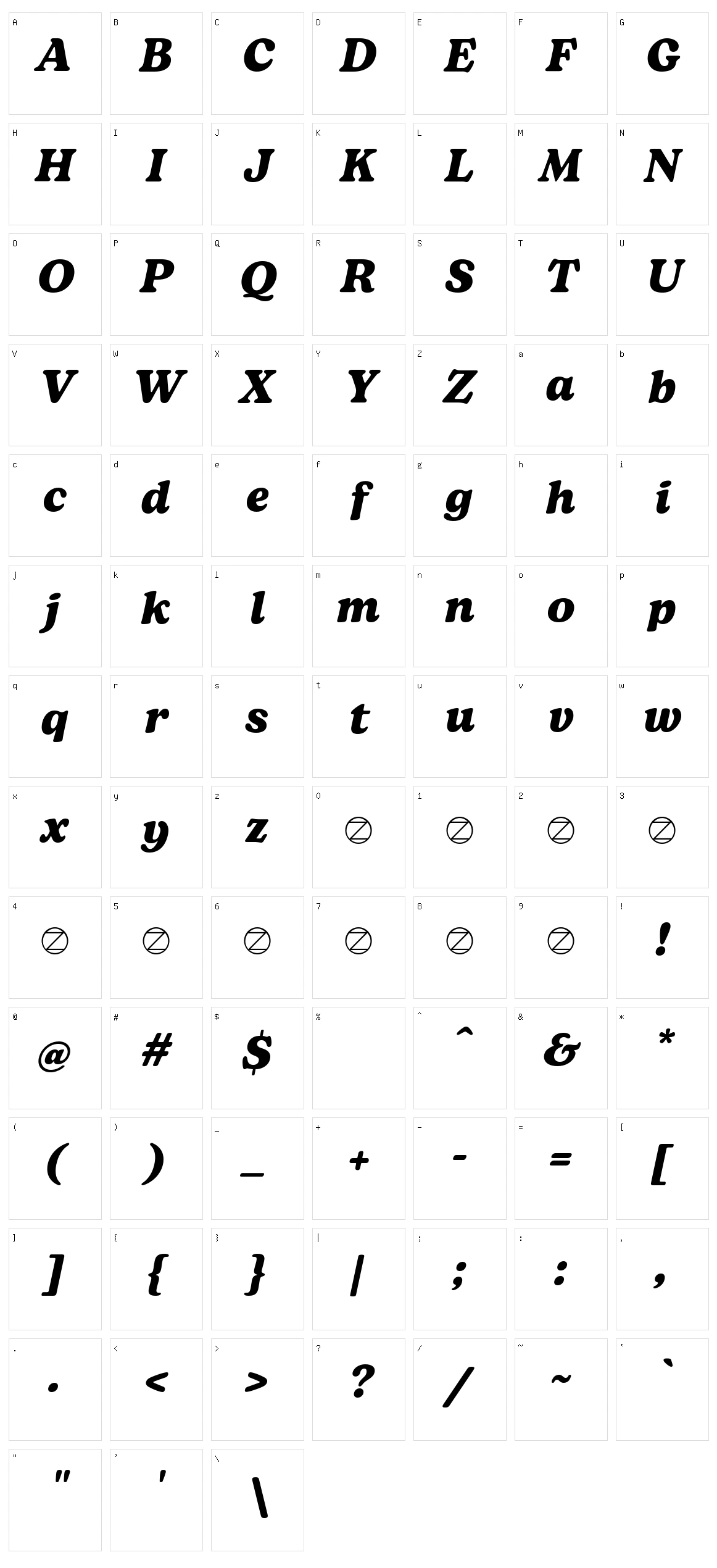 Bogart Character Set