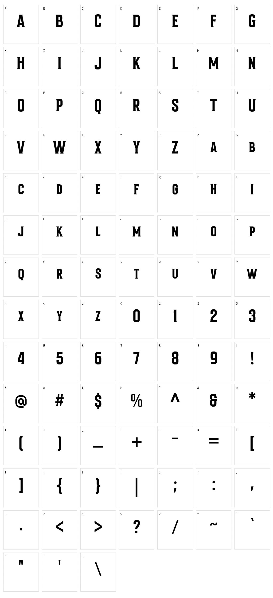 Bondrians Character Set