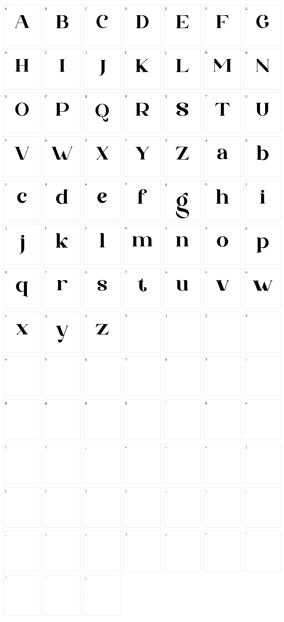Borgeny Character Set