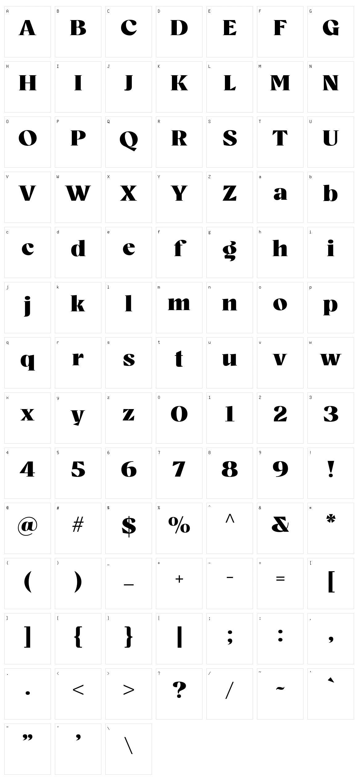 Bovino Character Set