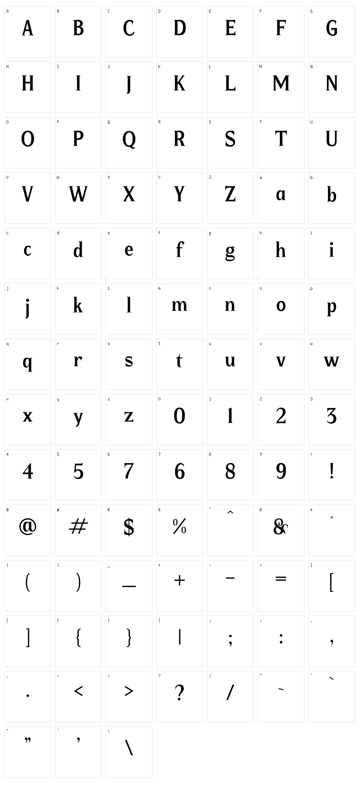 Braders Character Set
