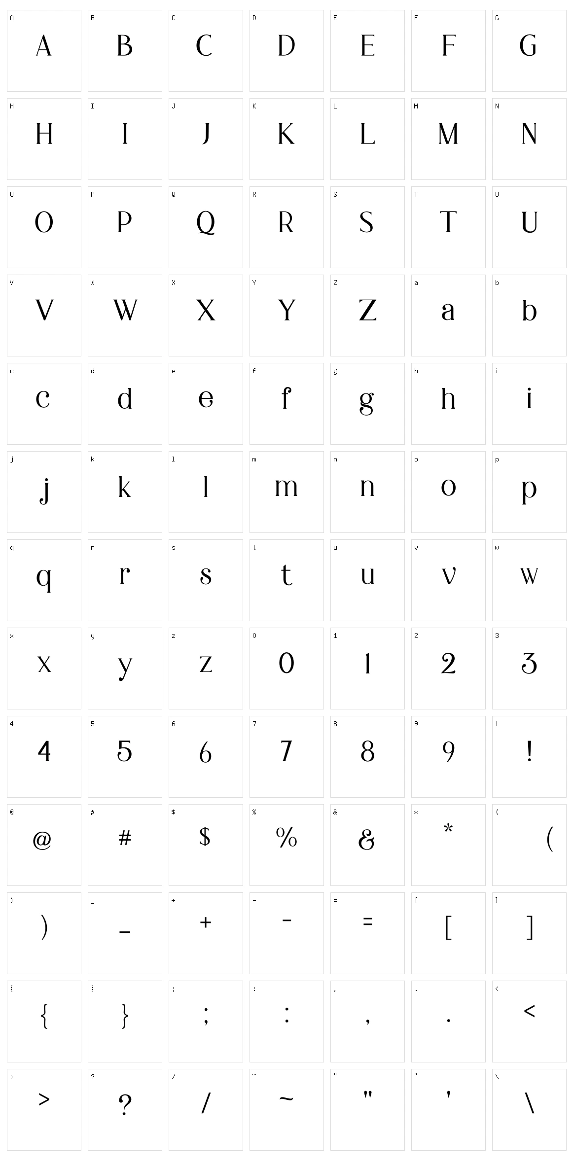 Braga Character Set