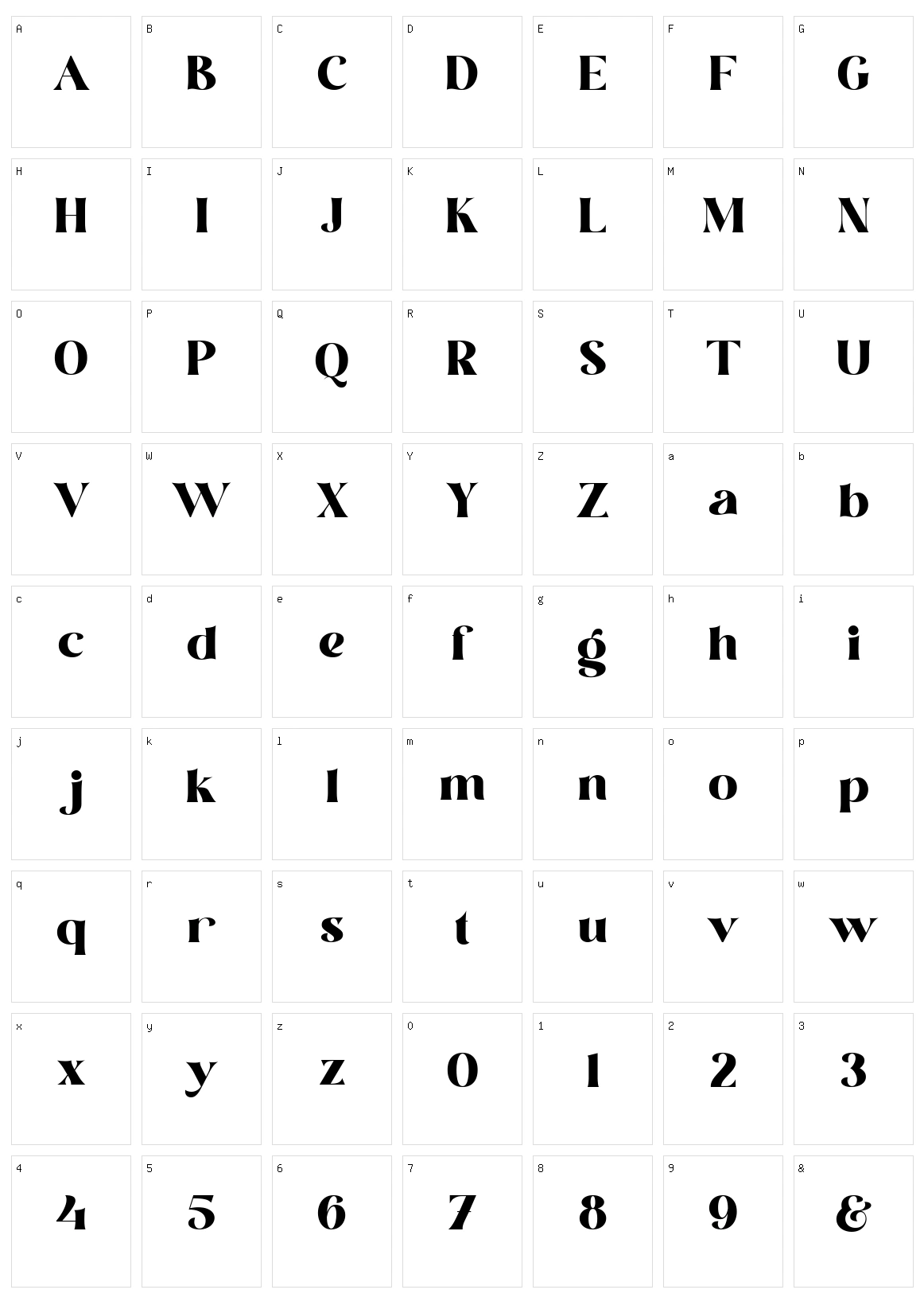 Brastika Character Set