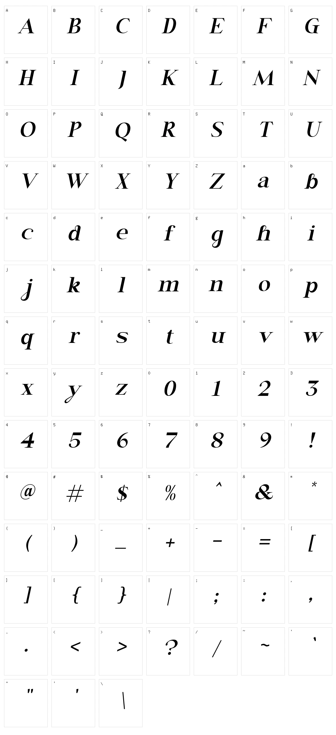 Brightag Character Set