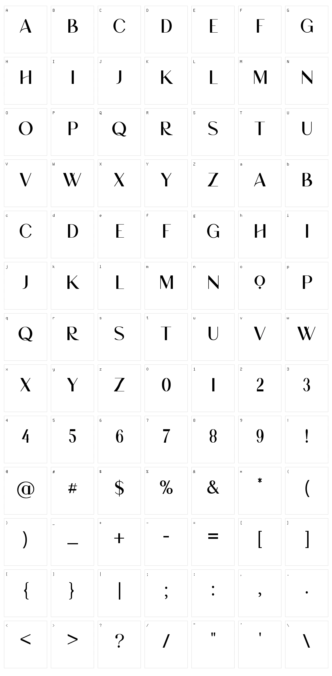 Brightwood Character Set