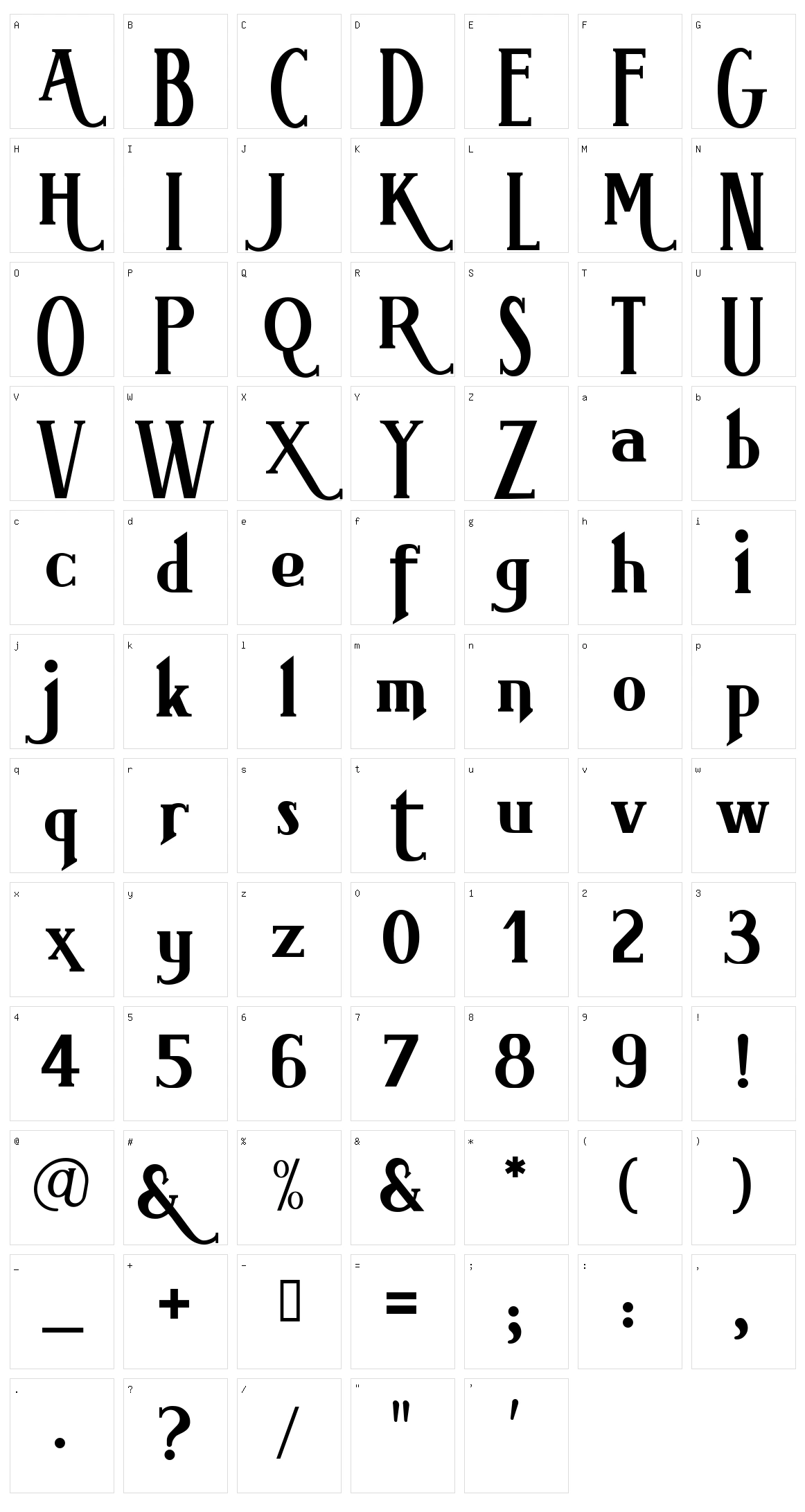 Brimborion Character Set