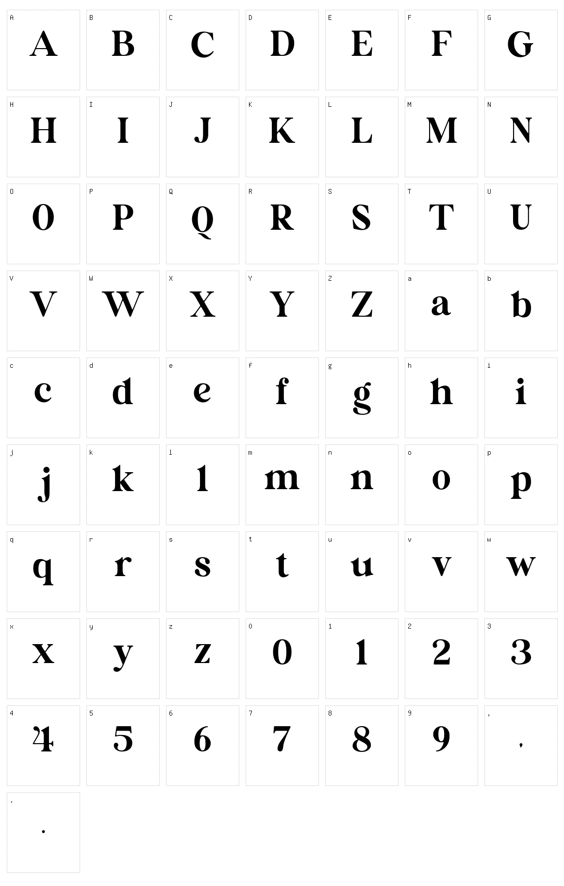 Britania Ligatura Character Set