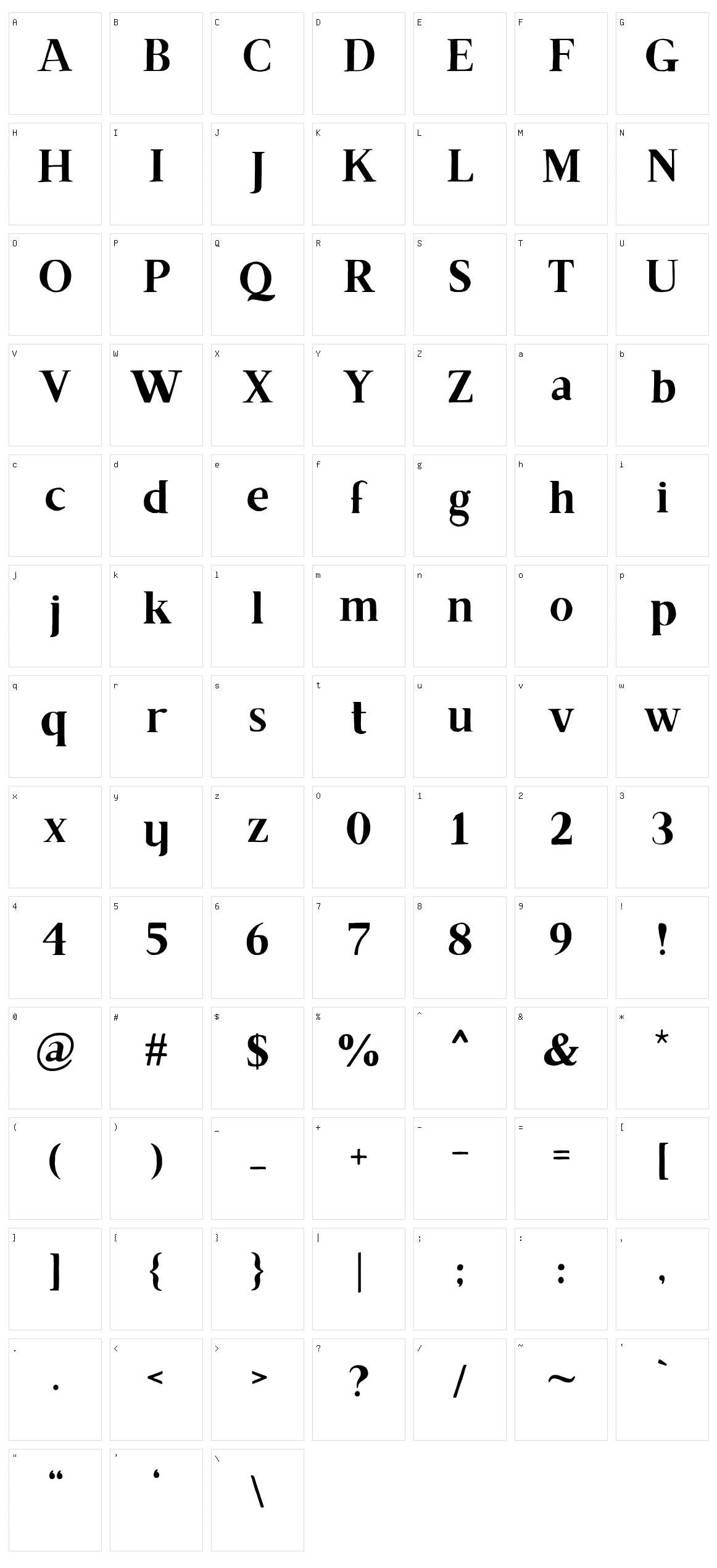 Brixton TC Character Set