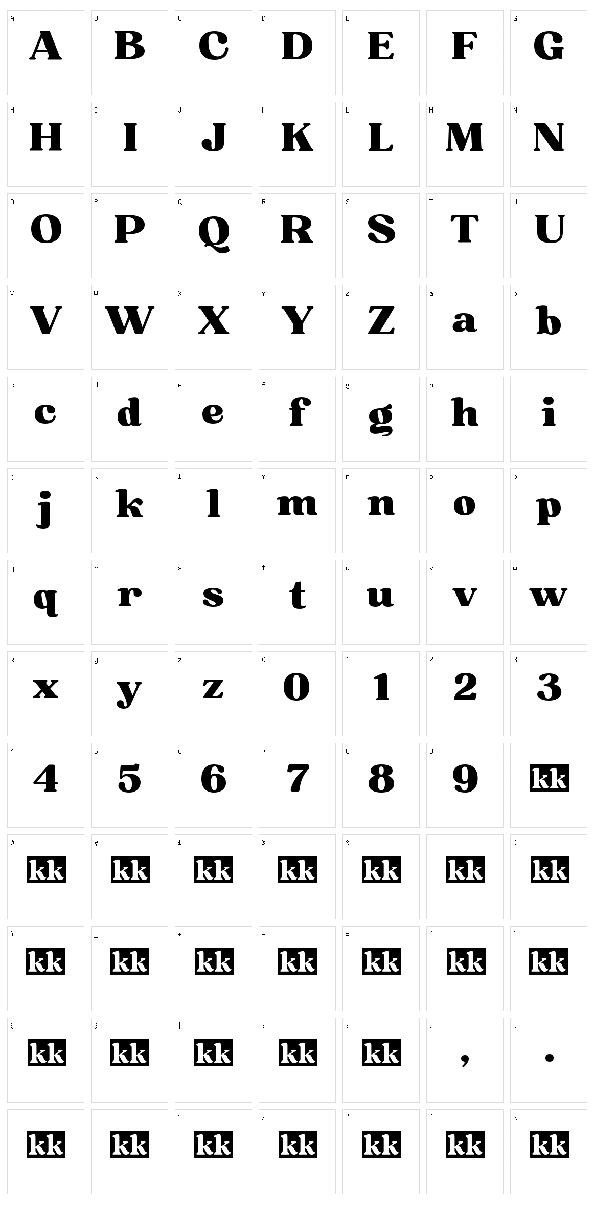 Bugaki Character Set