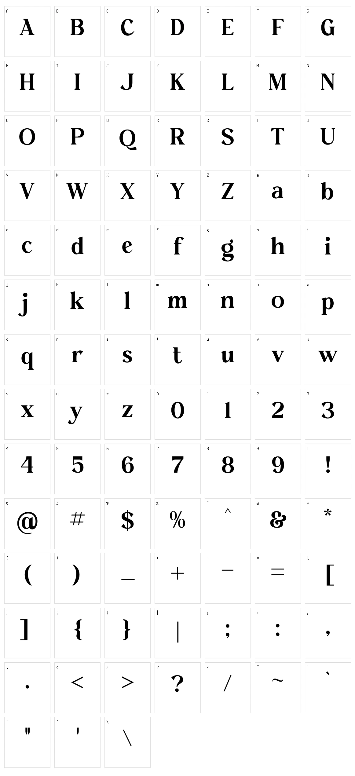 Cabolafe Character Set