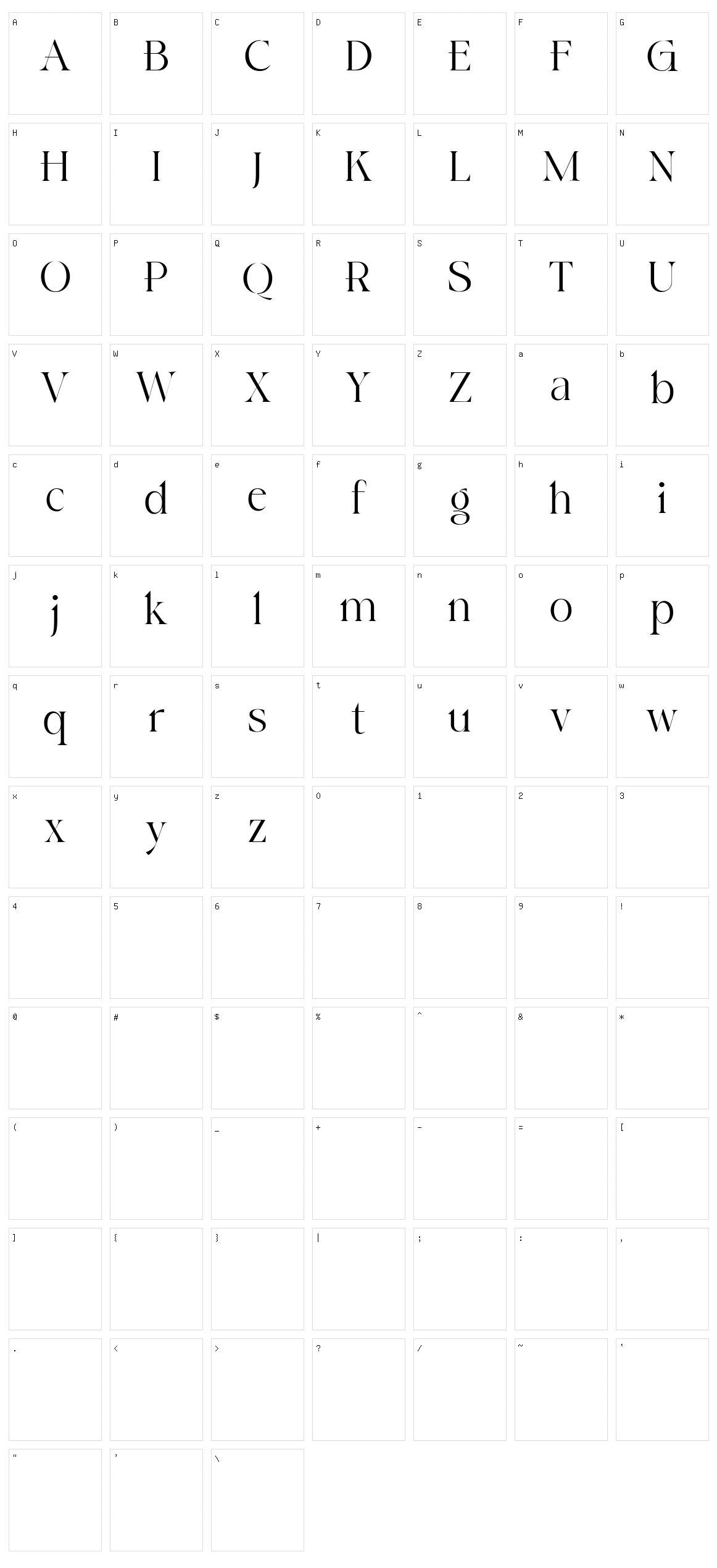Caghen Character Set