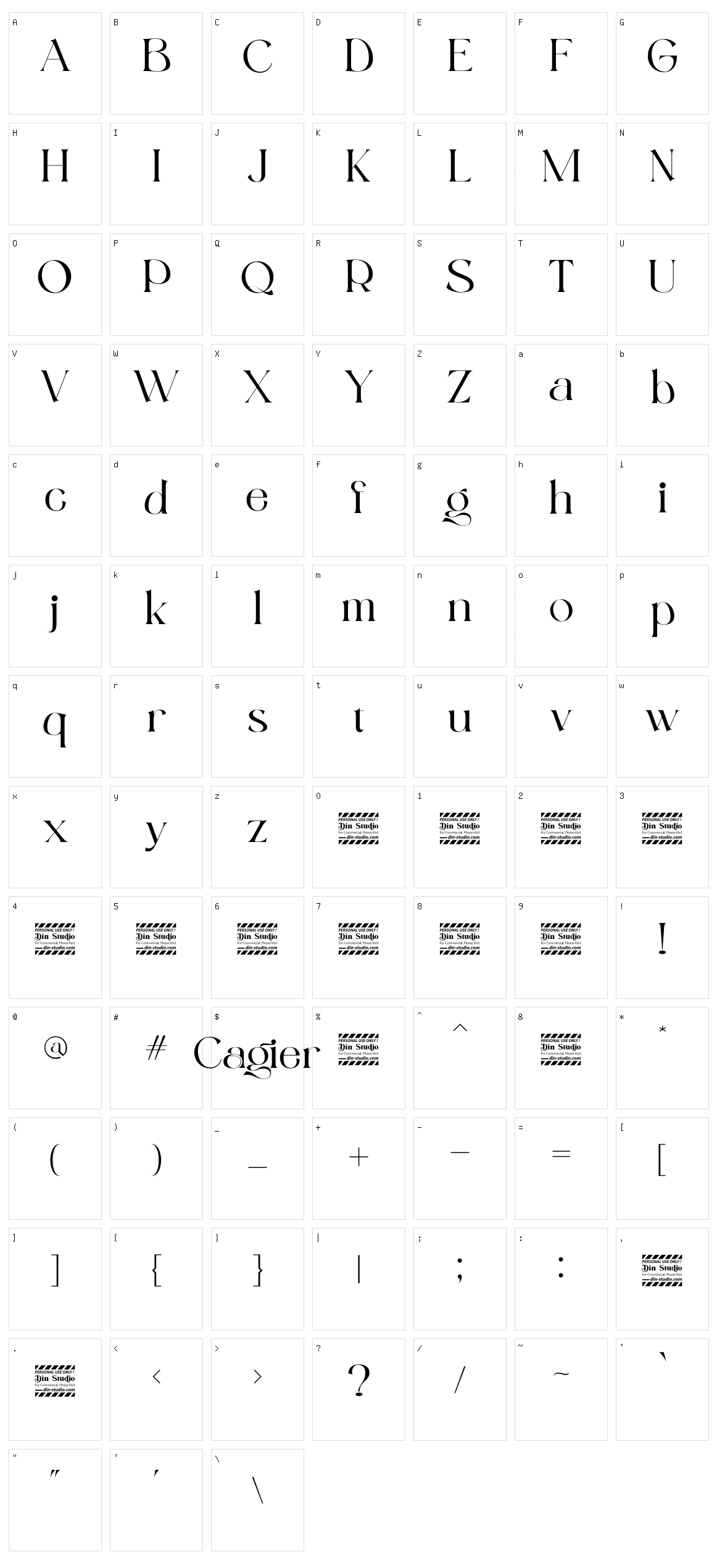 Cagier Character Set