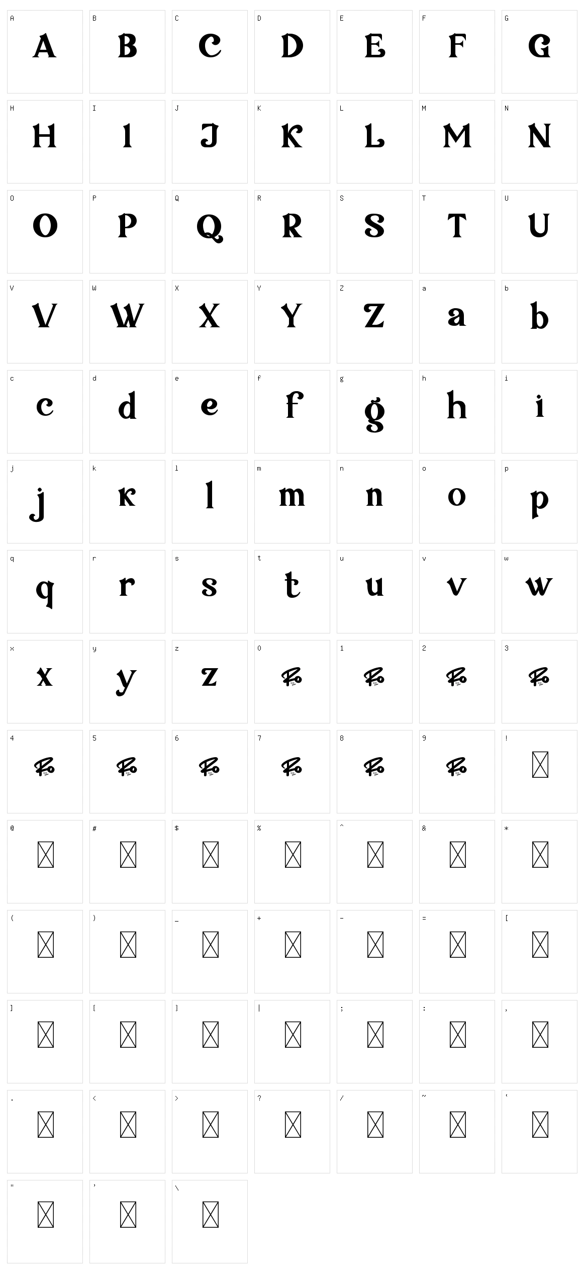 Calfine Character Set