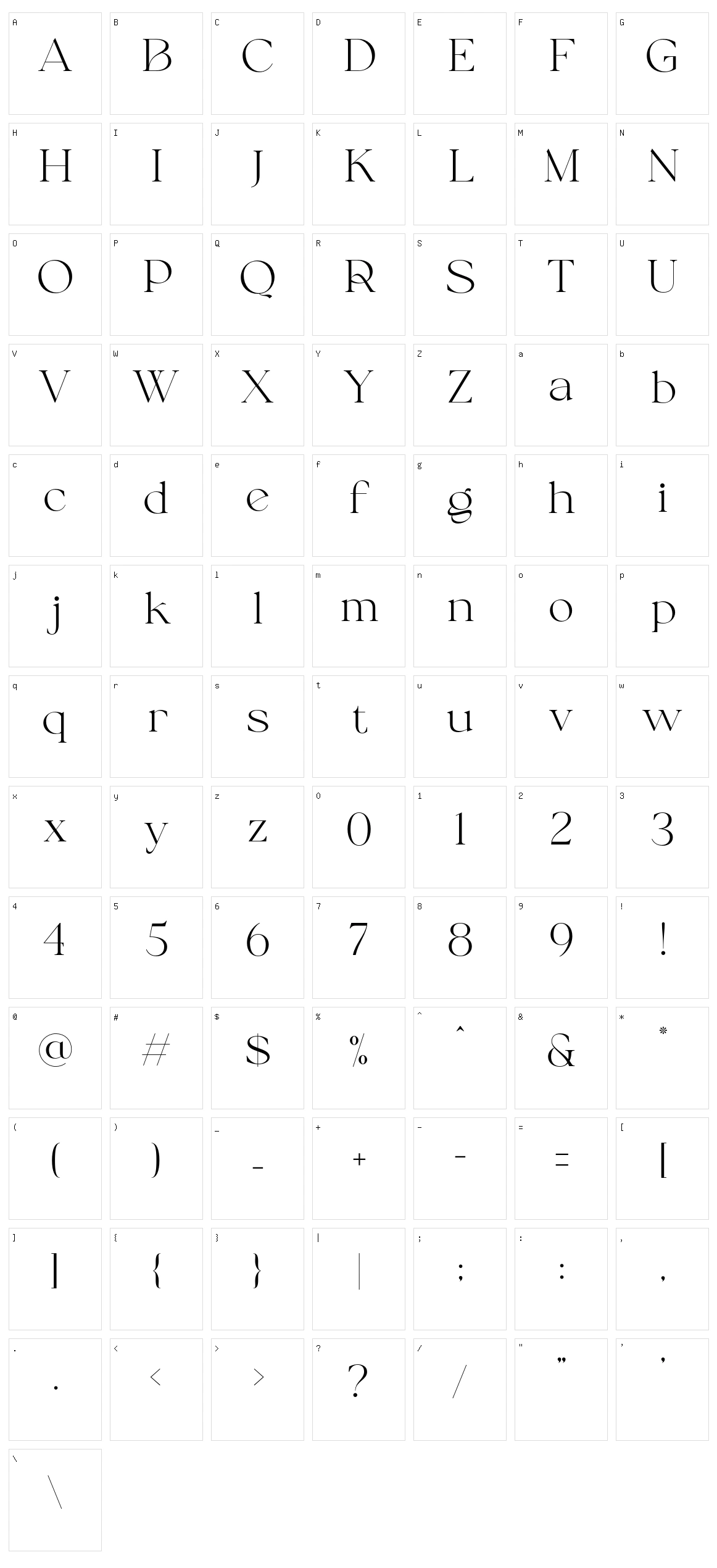 Calliga Character Set