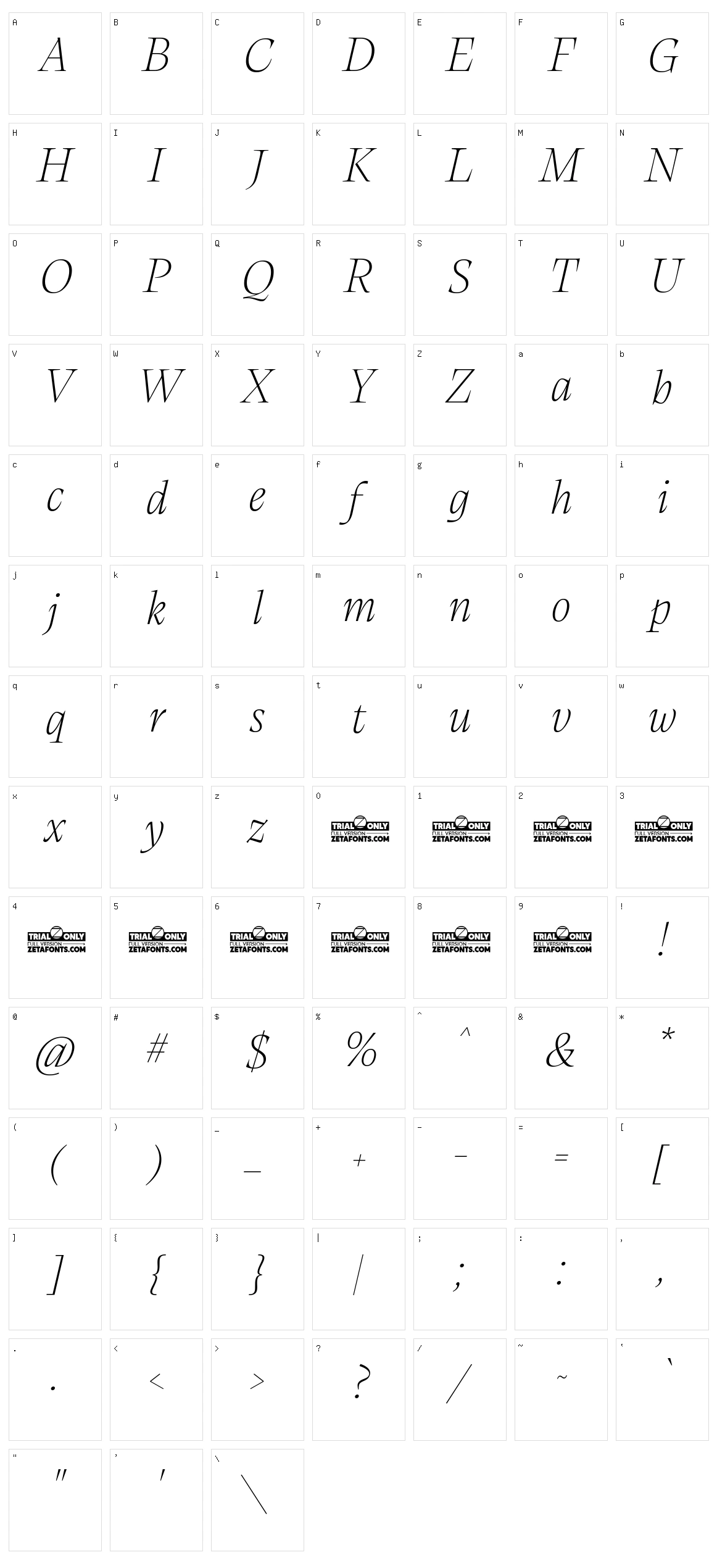 Calvino Character Set