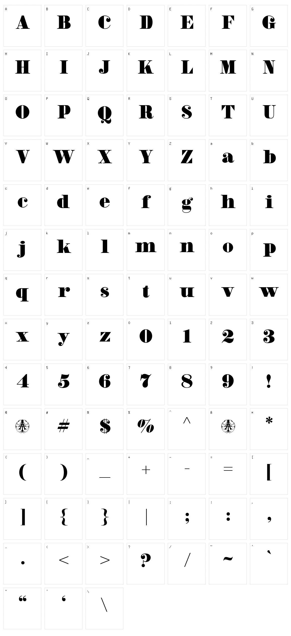 Calymati Character Set