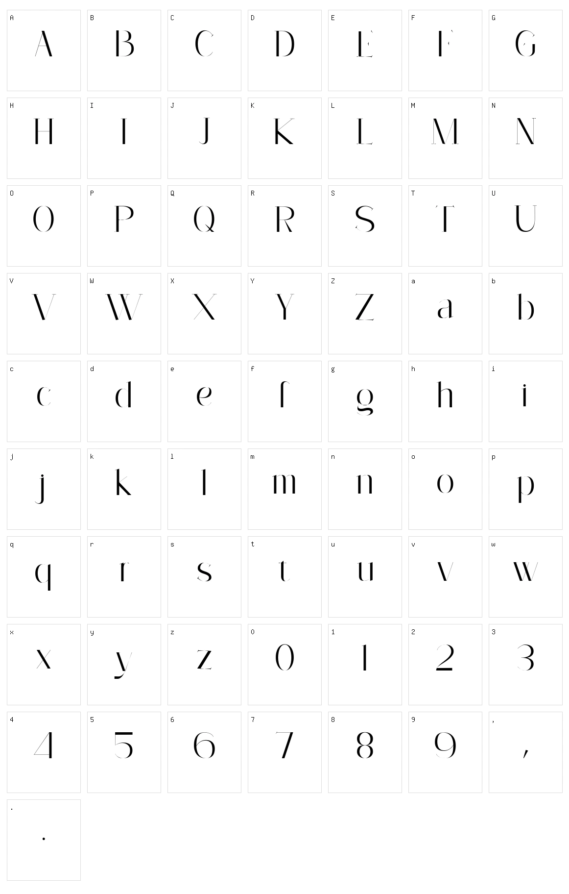 Camilen Character Set