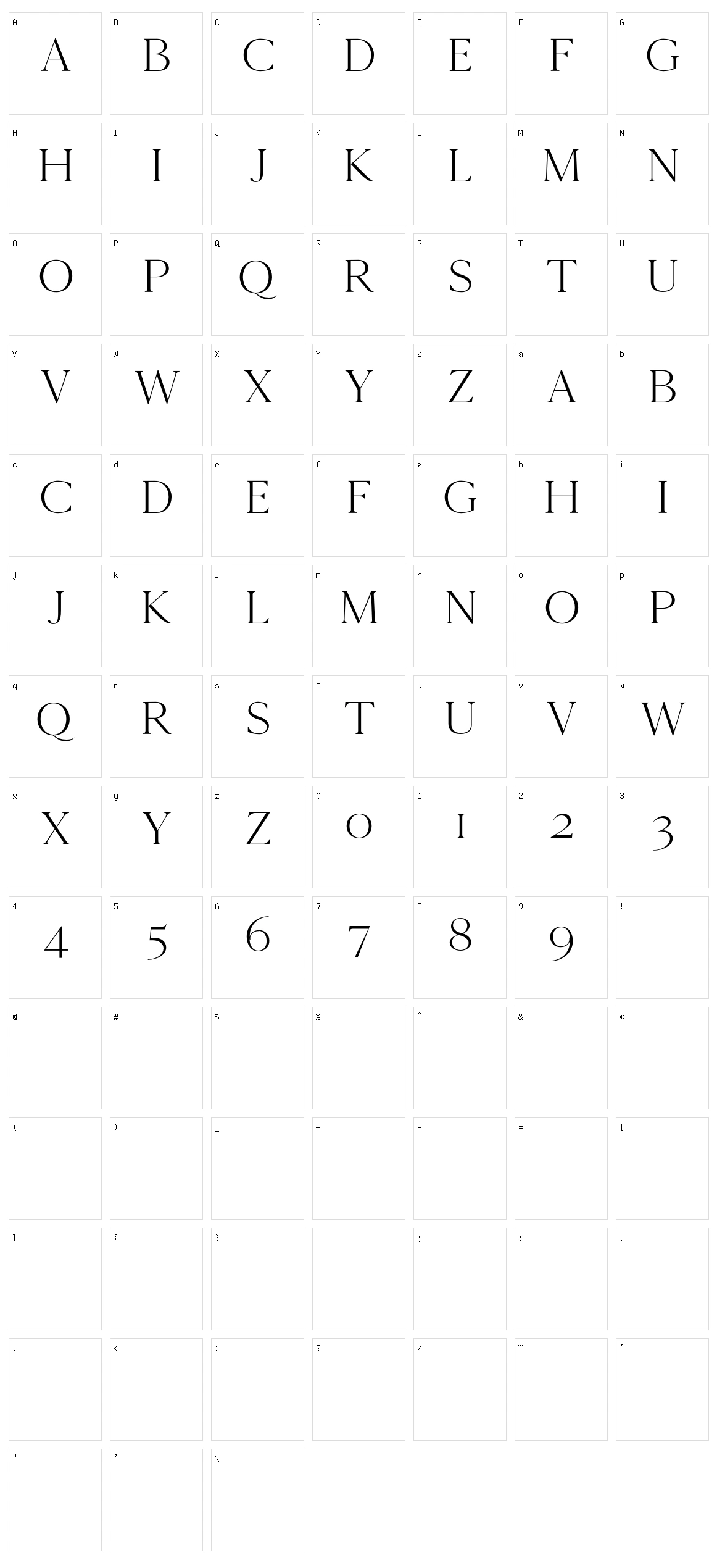 Cammron Serif Character Set