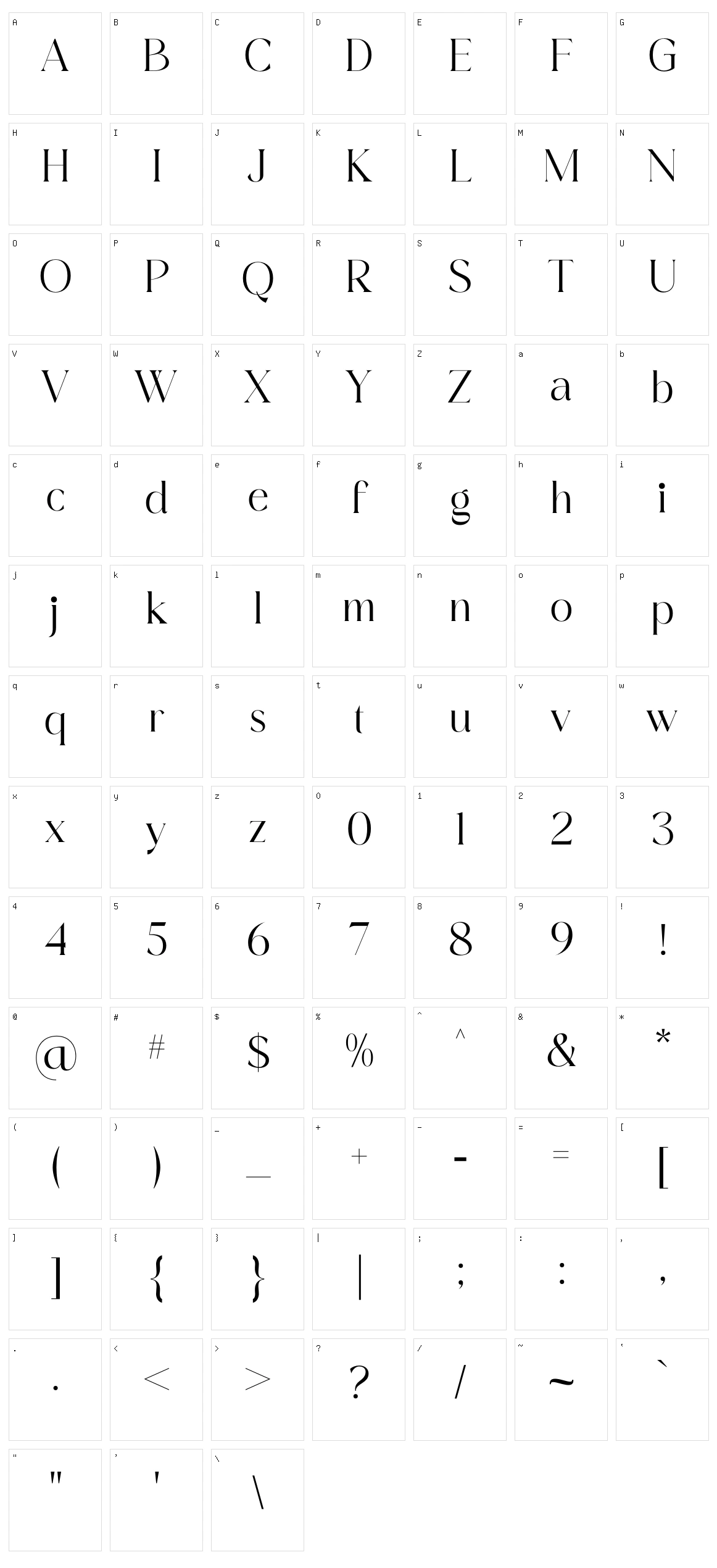 Cangste Character Set