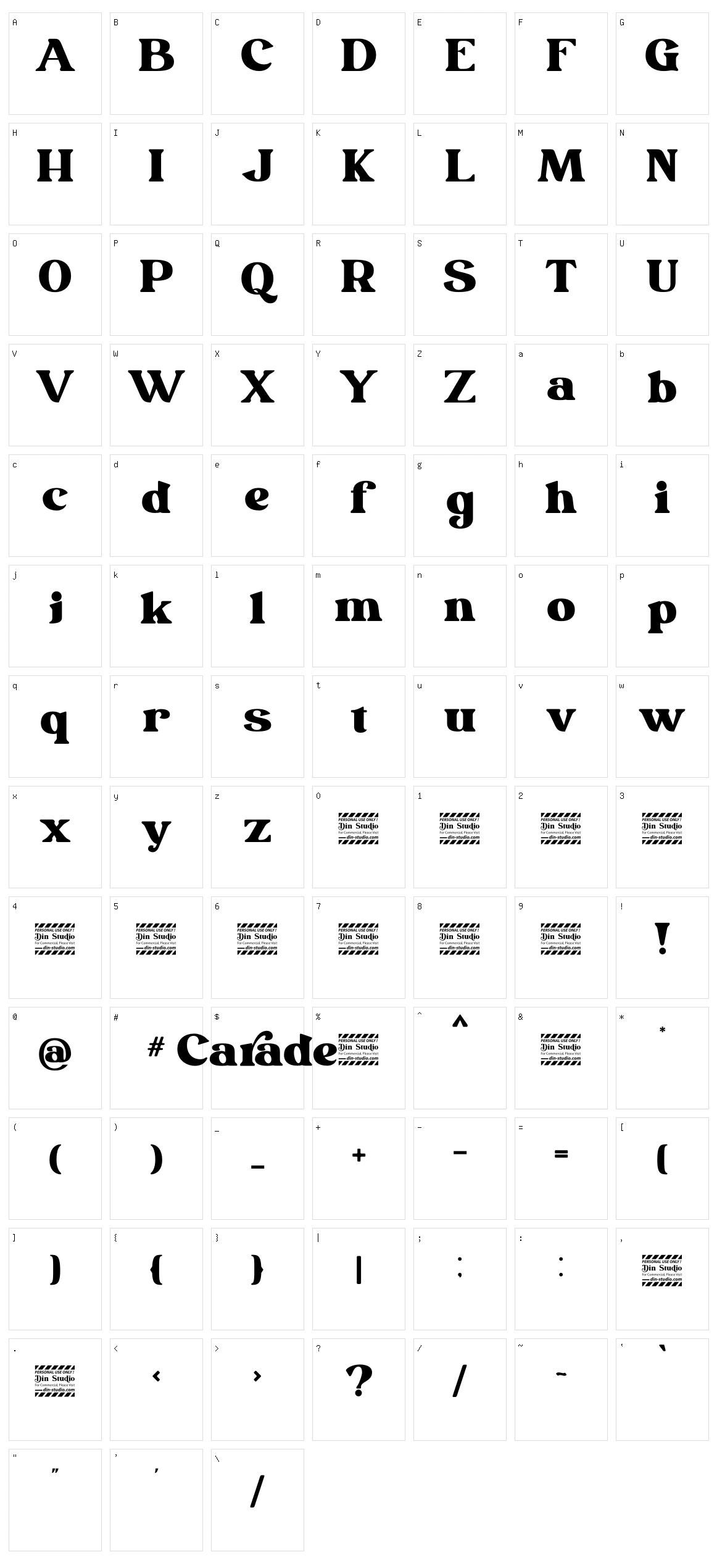 Carade Character Set